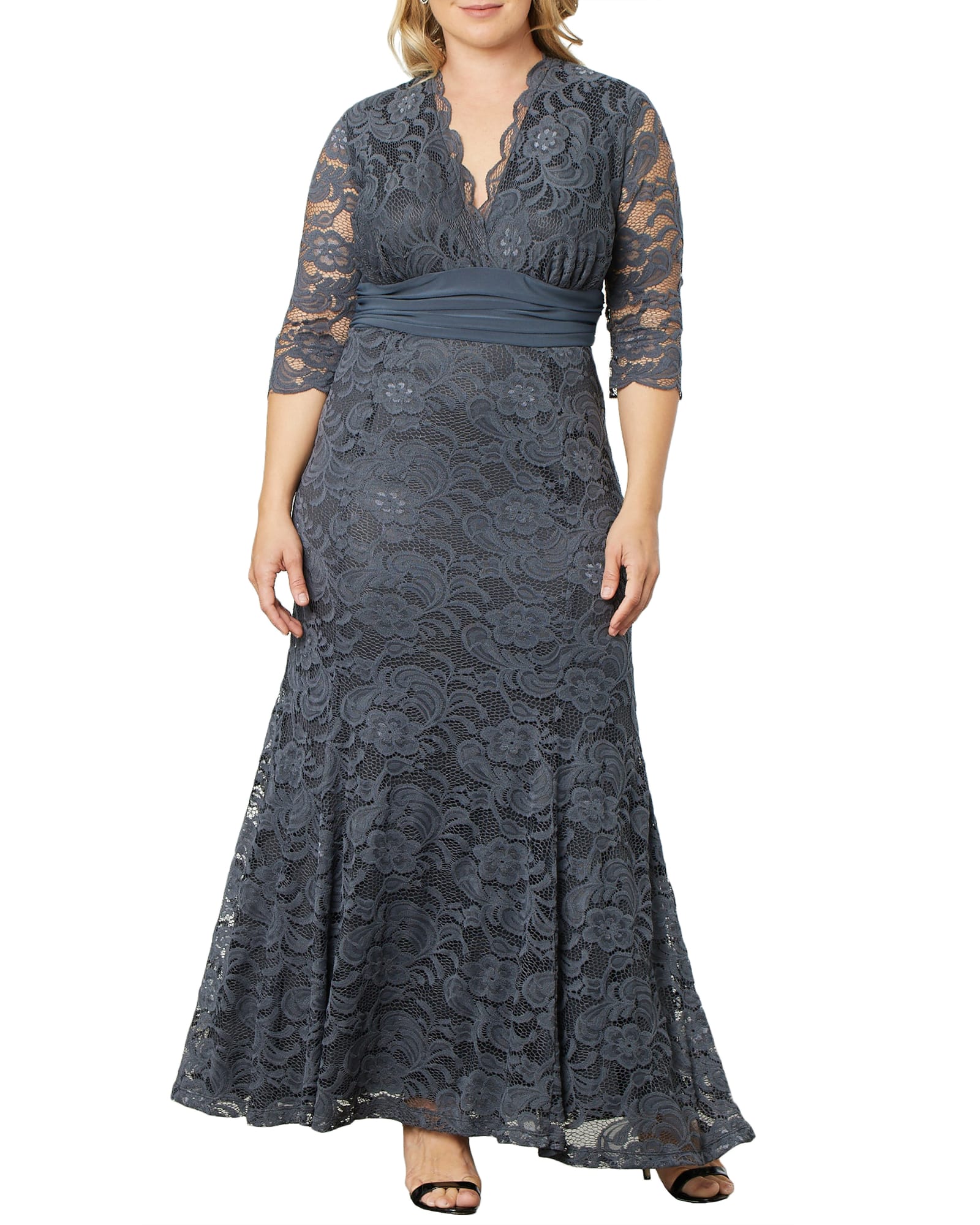 Screen Siren Lace Evening Gown | TWILIGHT GREY