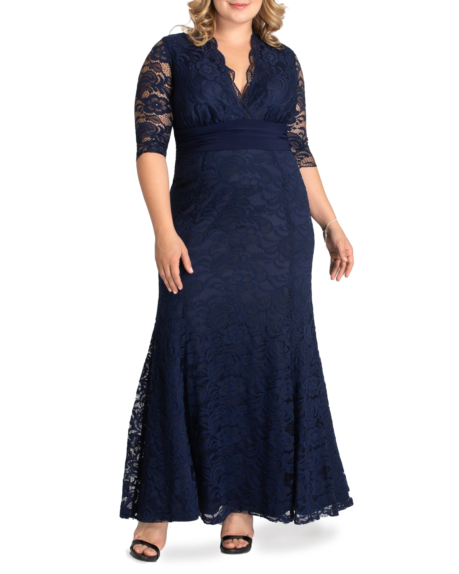 Screen Siren Lace Evening Gown | NOCTURNAL NAVY