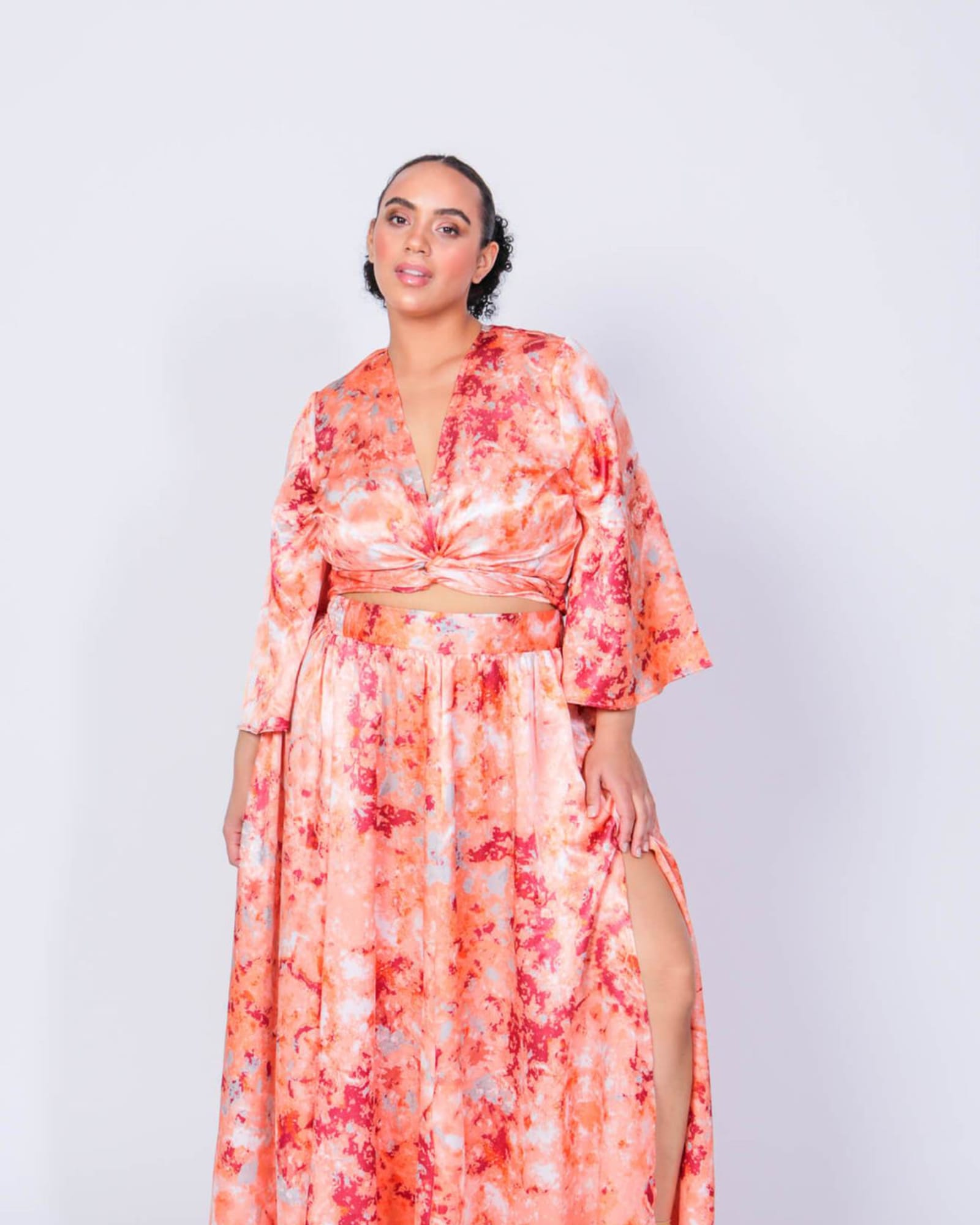 Donny & Marie Crop Top and Maxi Swing Skirt Set | Rosey Swirl