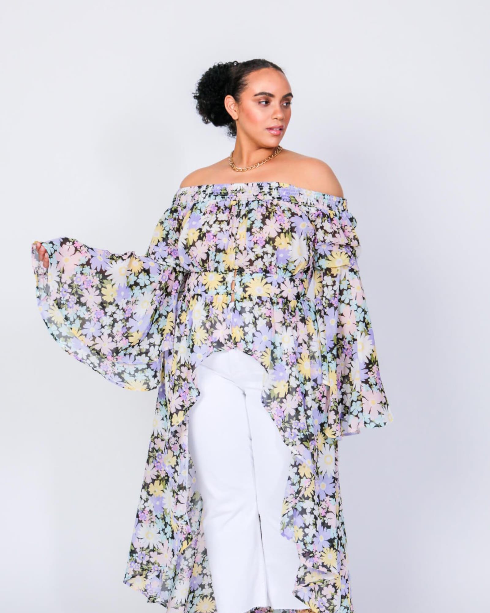 Abba Off The Shoulder Duster | Daisy Print