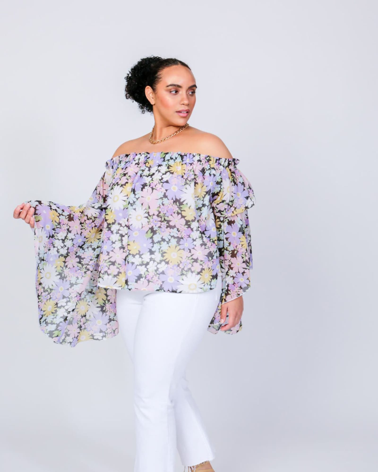 Brittney Off The Shoulder Top | Daisy Print