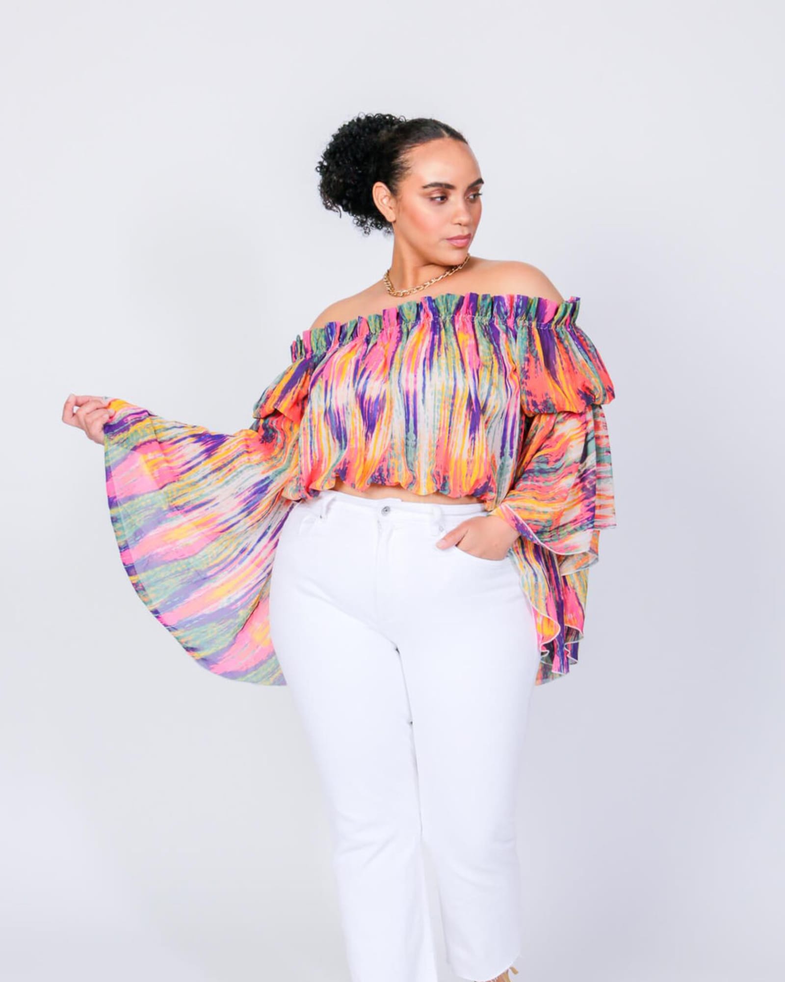 Brittney Off The Shoulder Top | Bright Stripe