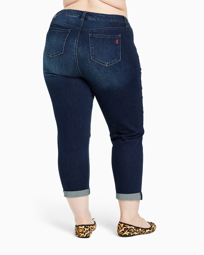 Dakota Plus Size Distressed Boyfriend Jean | Dark Wash