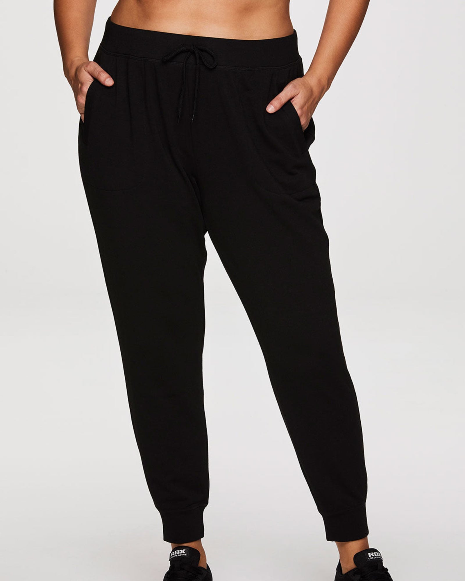 Poetic Justice Curvy Women's Lex Black Jogger Pants W Pockets