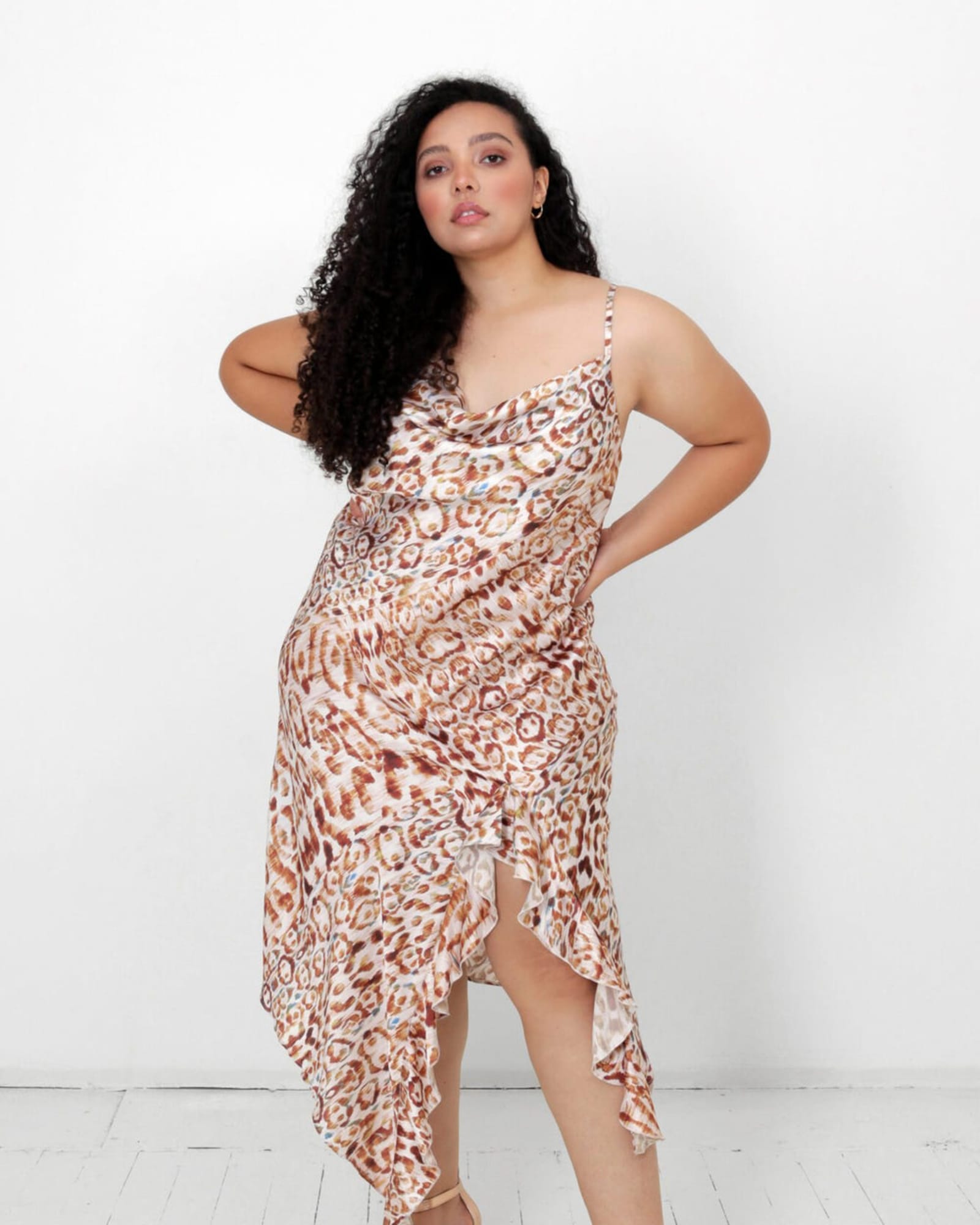 Isabella Satin Slip Dress | Snow Leopard