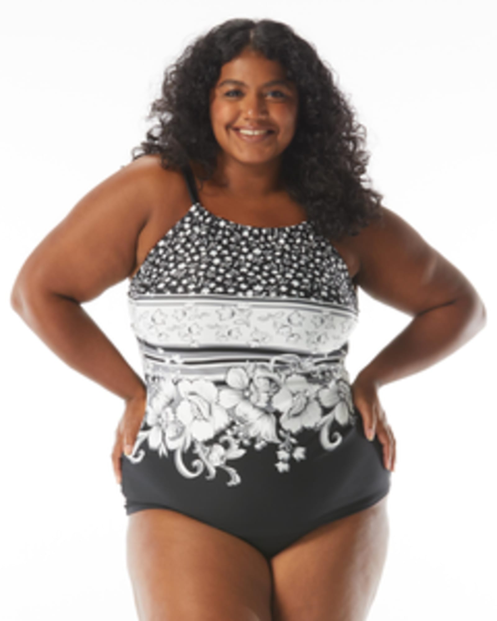 BLACK D Cup Flowy Tankini Top - Black