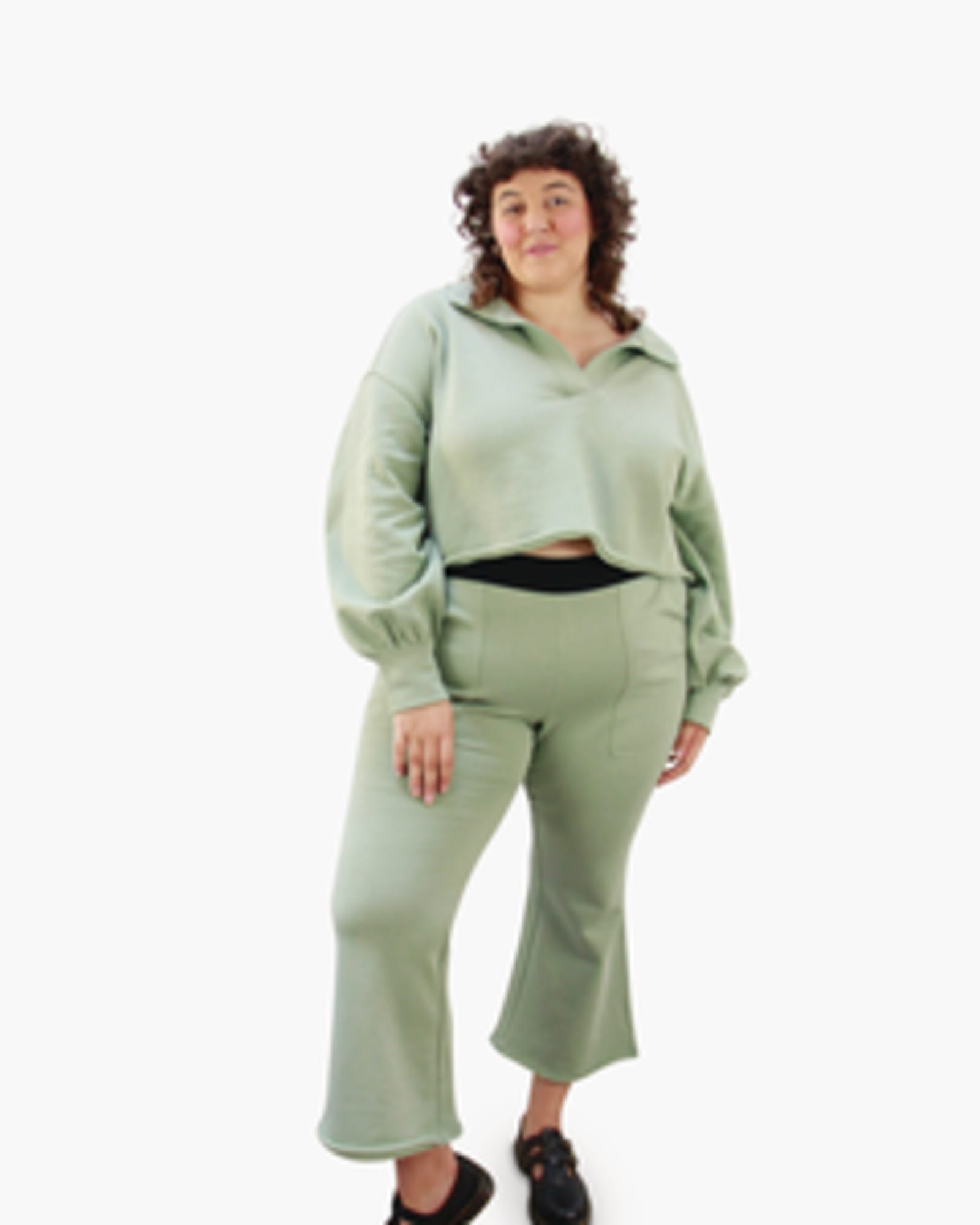 Elegant Solid Wide Leg Mint Green Plus Size Pants (Women's