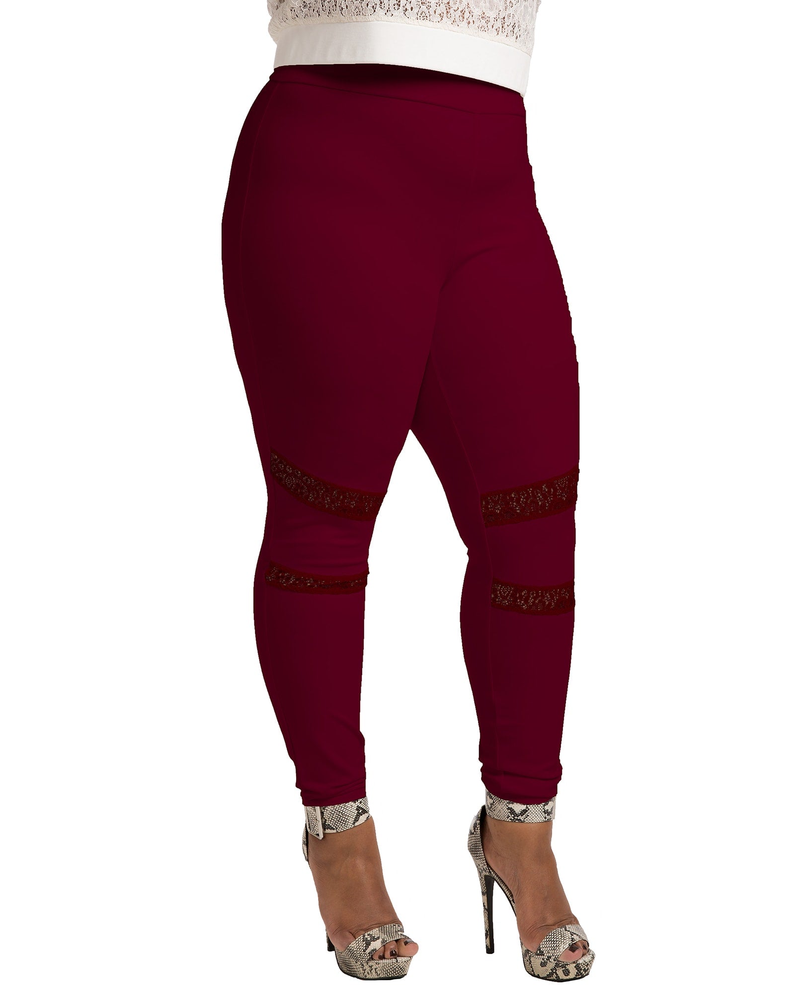 Vince Camuto Ponte Knit Slim Fit Leggings Pant Burgundy Stretch