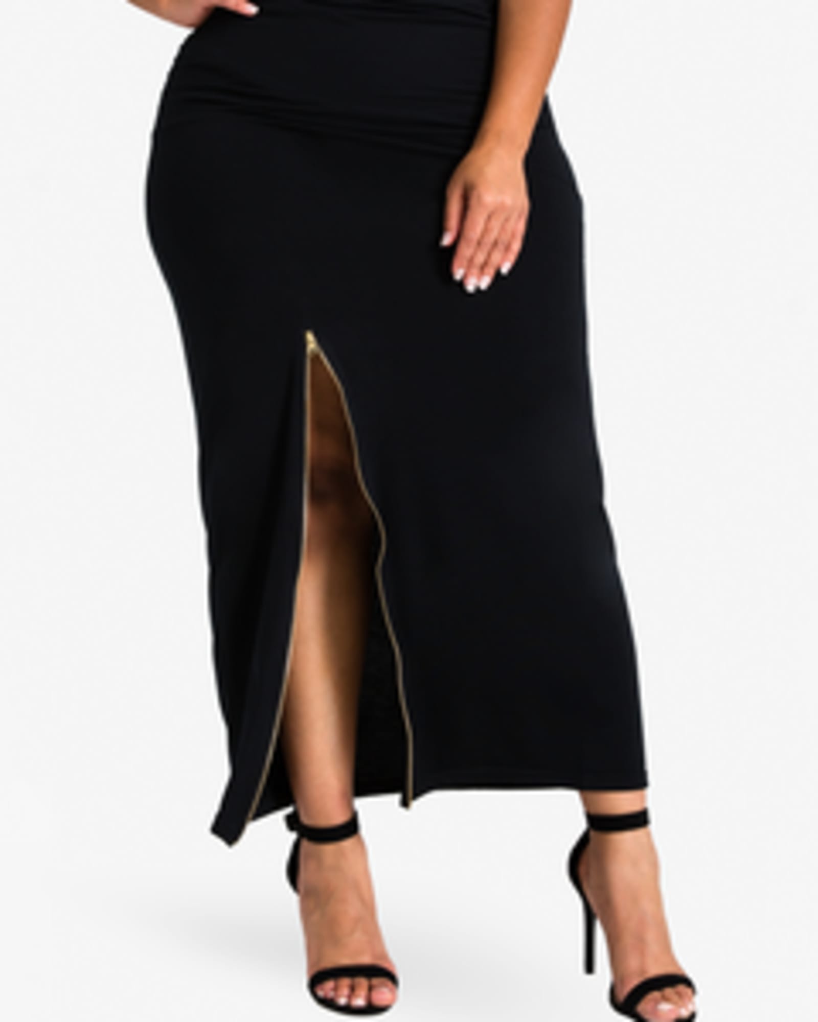 Alisha Zip Split Maxi Skirt | Black