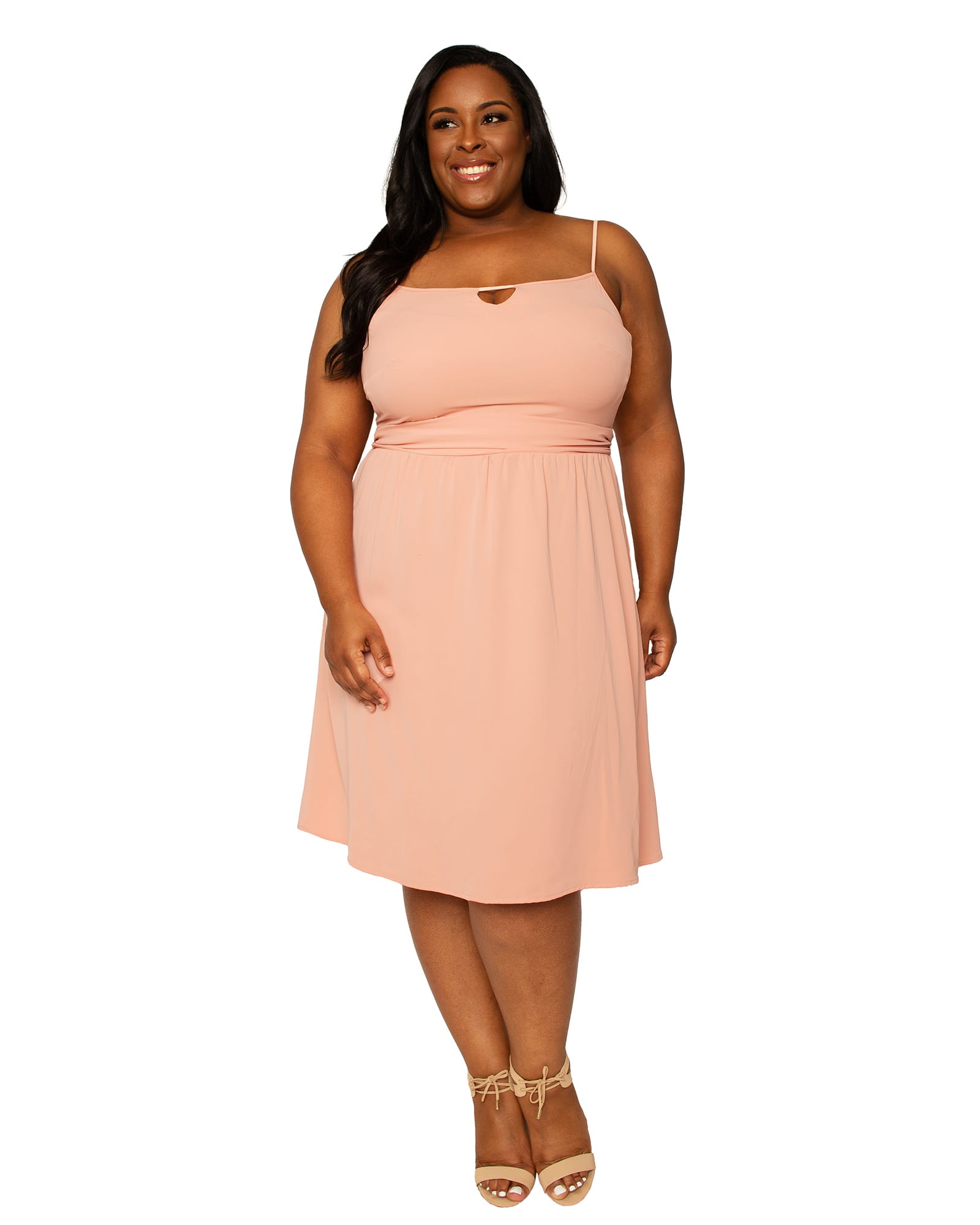 Donna Double Georgette Midi Dress | Peach