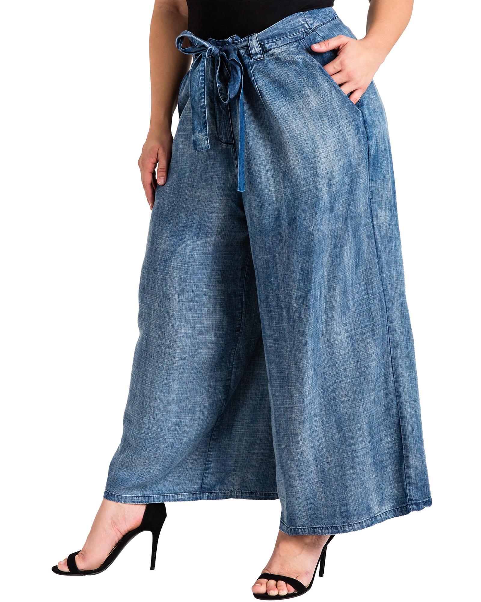 Plus Size Genesis Denim Wide Leg Gaucho Pant