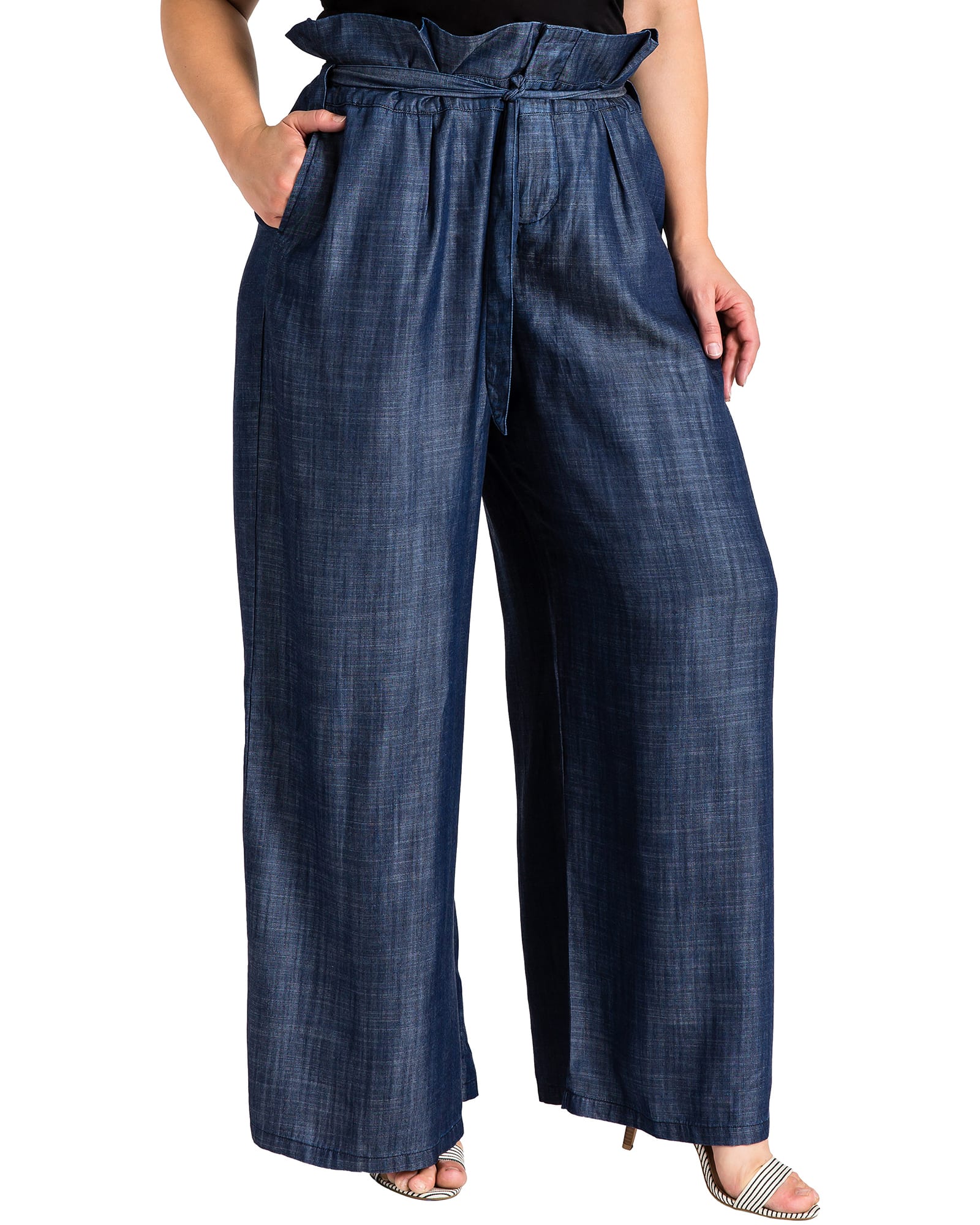 Natalia Denim Wide Leg Palazzo Pant | Blue Rinse