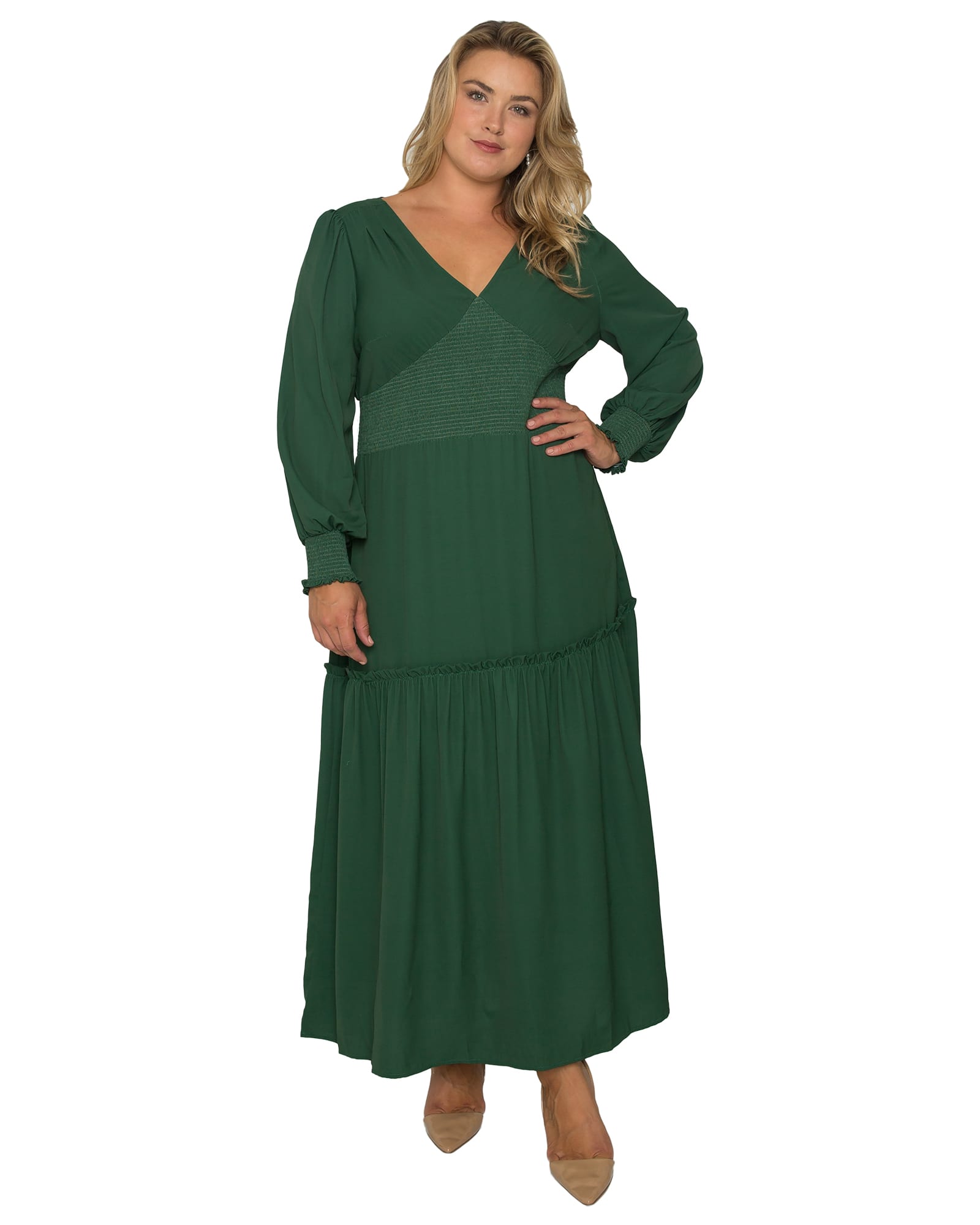 Isabelle Smocked Waist Maxi Dress | Green