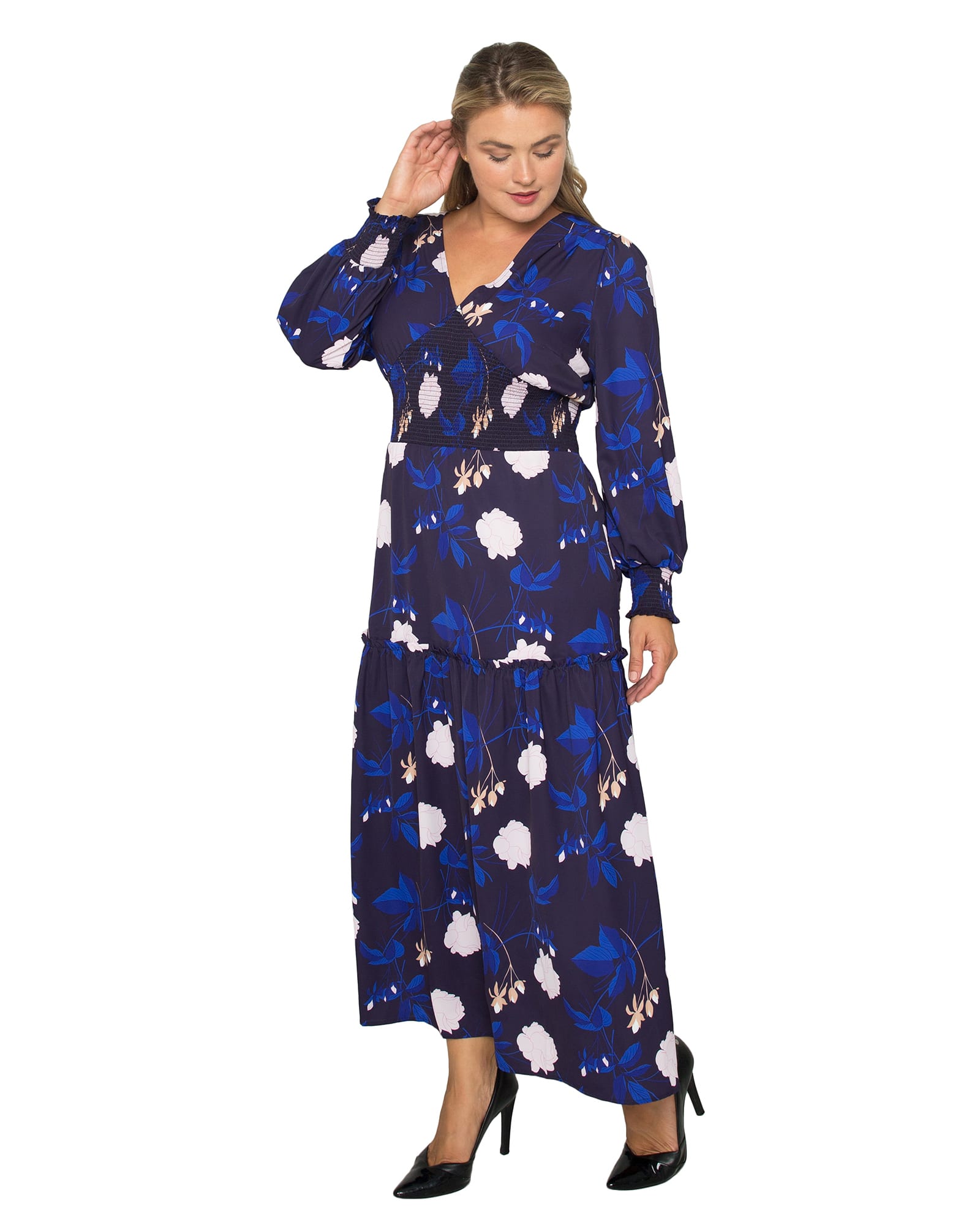 Isabelle Smocked Waist Maxi Dress | Midnight Blooms Print