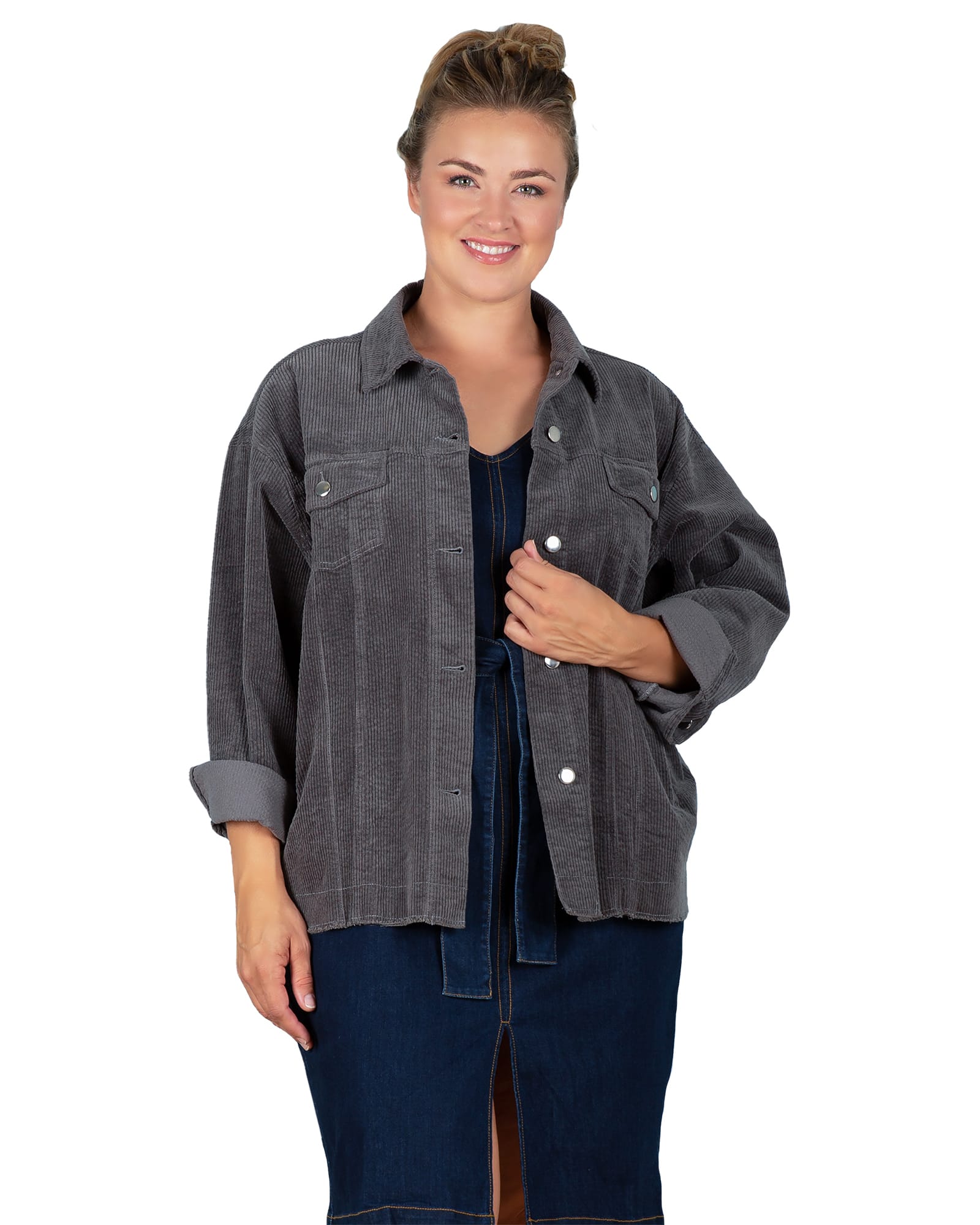 Jasmine Corduroy Jacket | Charcoal