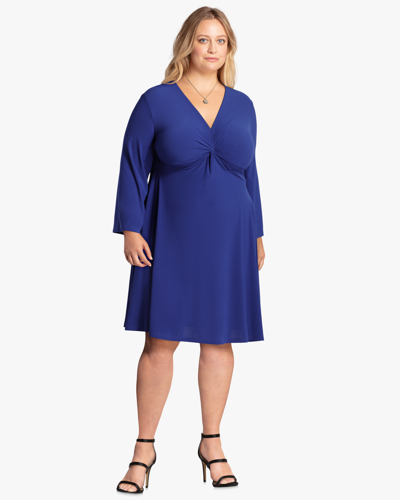 Cecilia Plus Size Knot Front Dress | Royal Blue