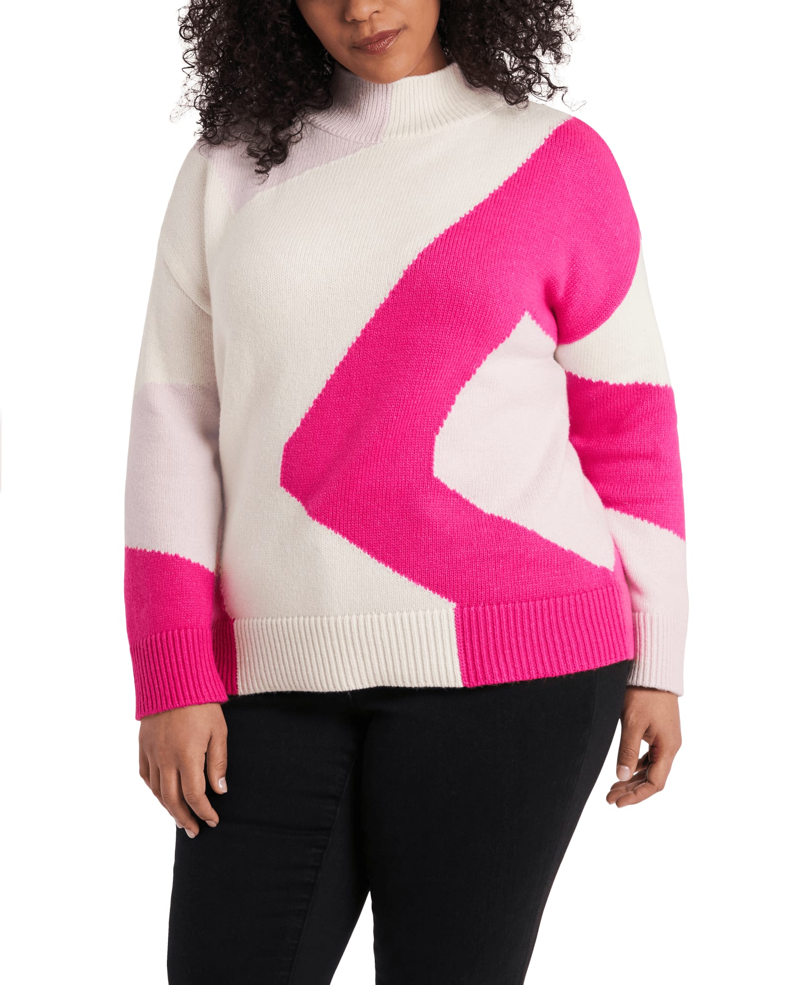 Madison Abstract Mock Neck Sweater | Legacy Pink
