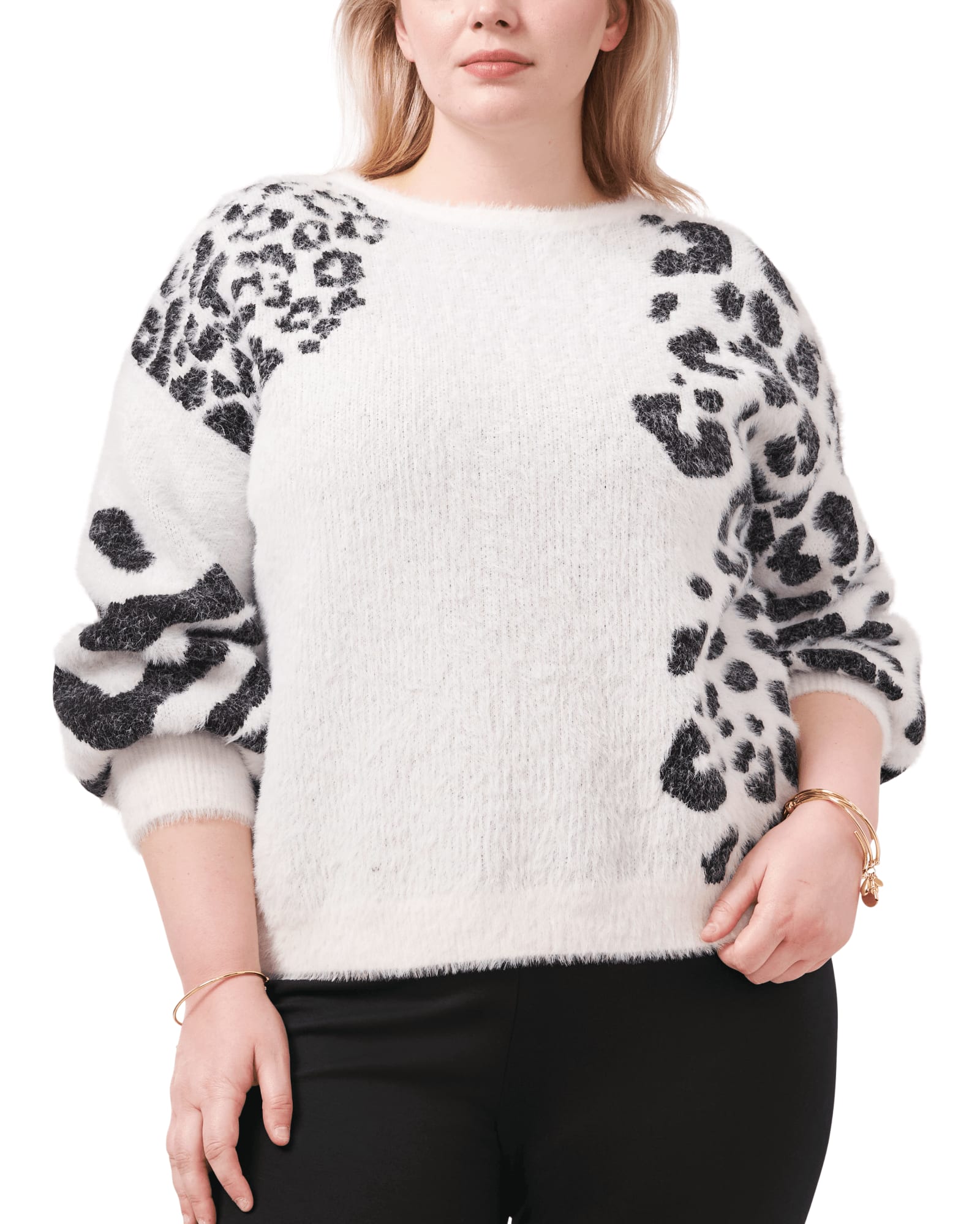 Nora Animal Print Sweater | ANTIQ WHITE