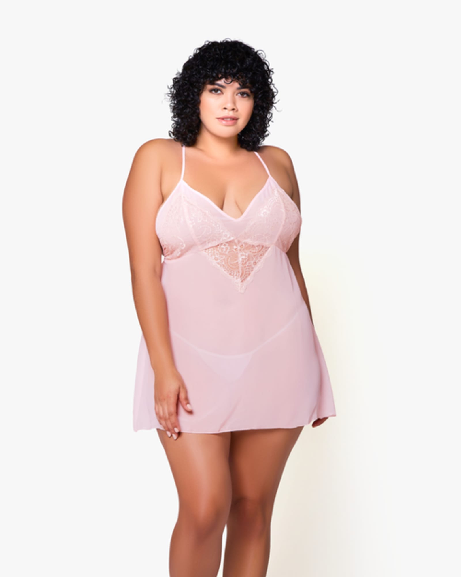 Ava Lace Babydoll Chemise and Panty Set | PINK