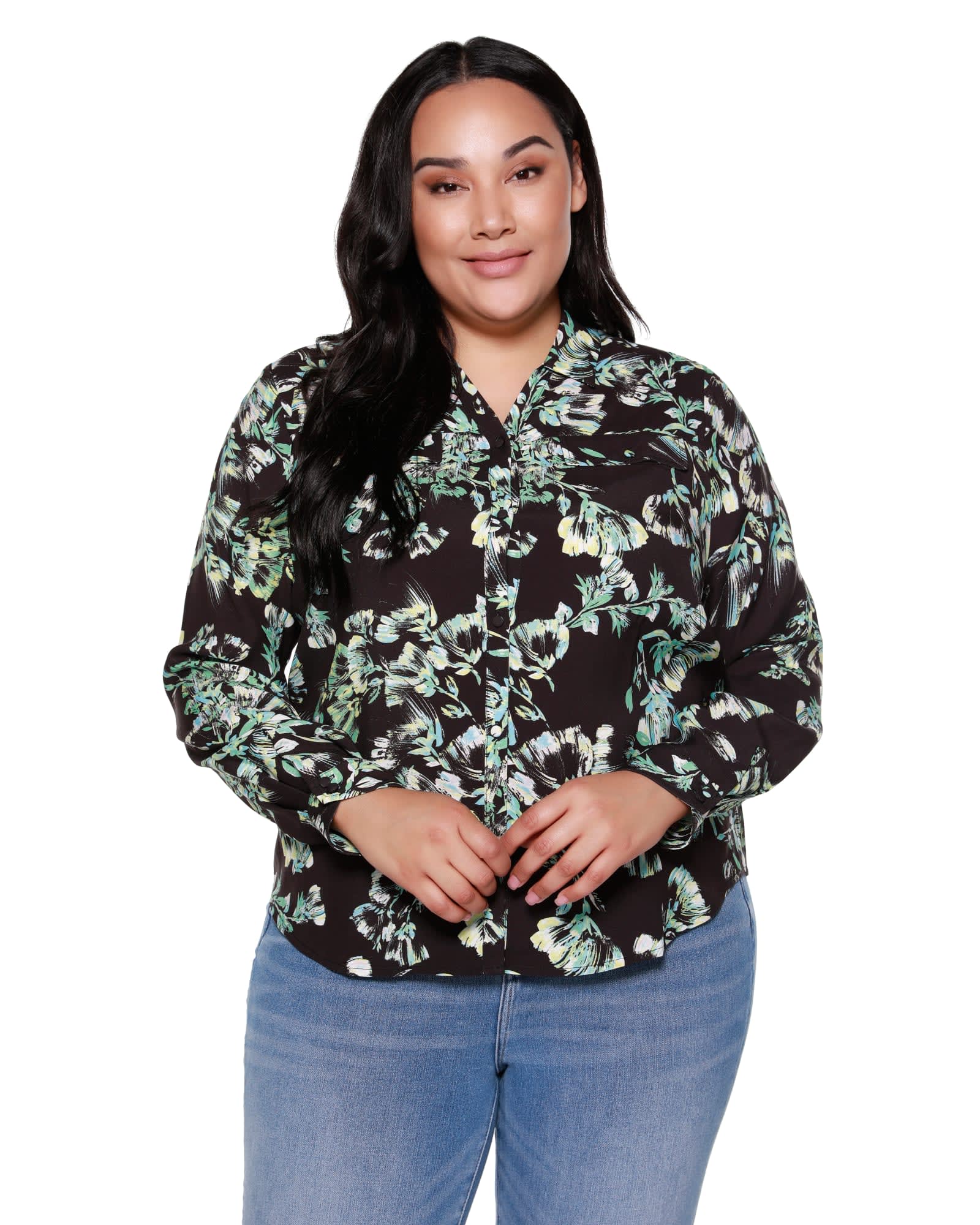 Hailey Floral Button Up Shirt | Black Painted Floral
