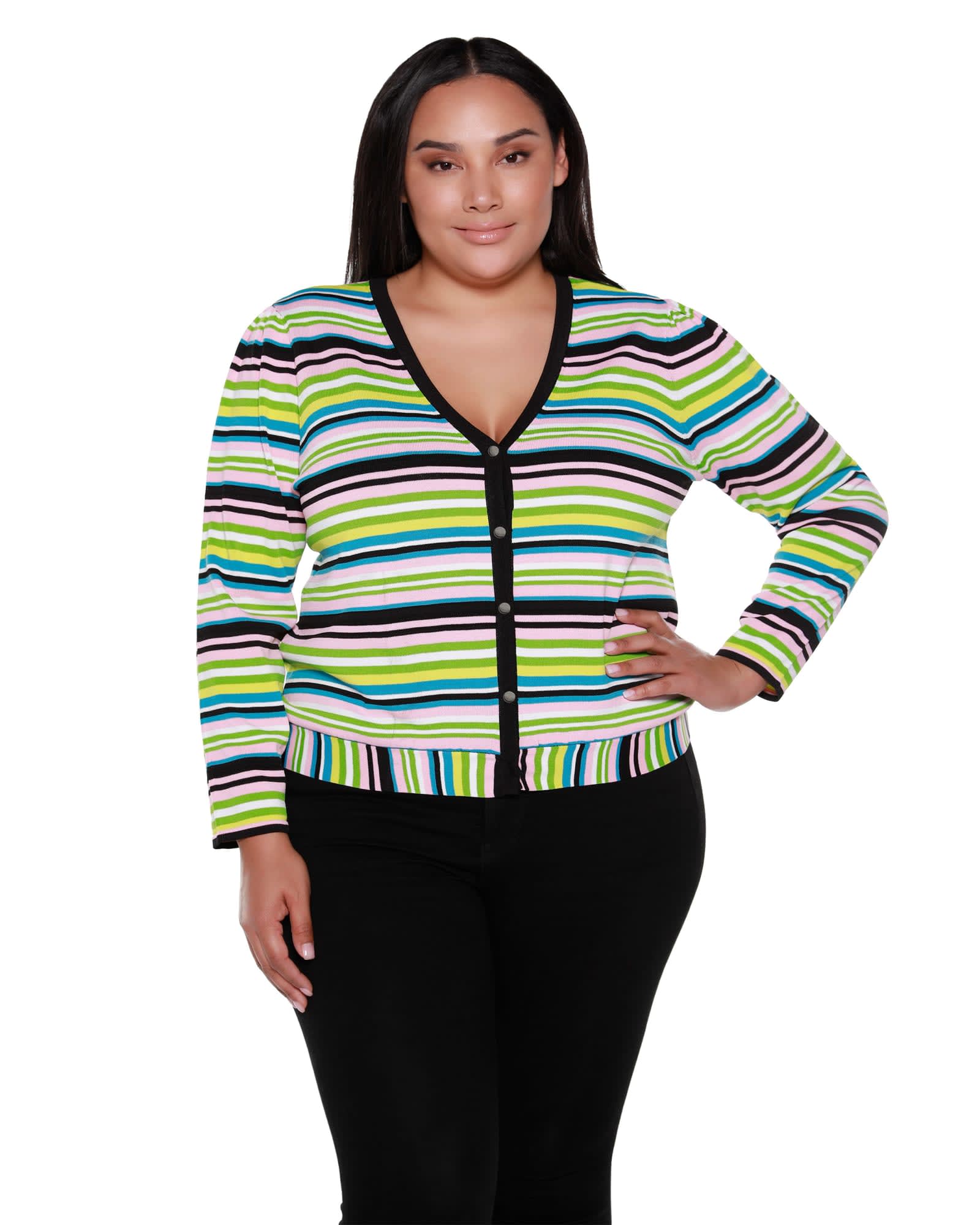 Molly Striped Button Up Cardigan | Multi Stripe