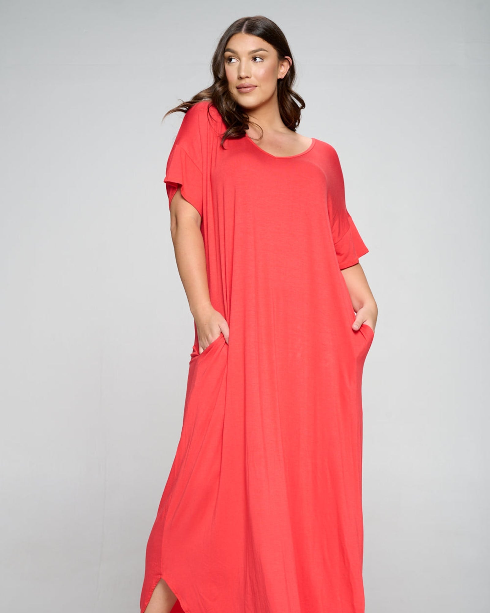 Plus Size Maxi Dress With Sleeves