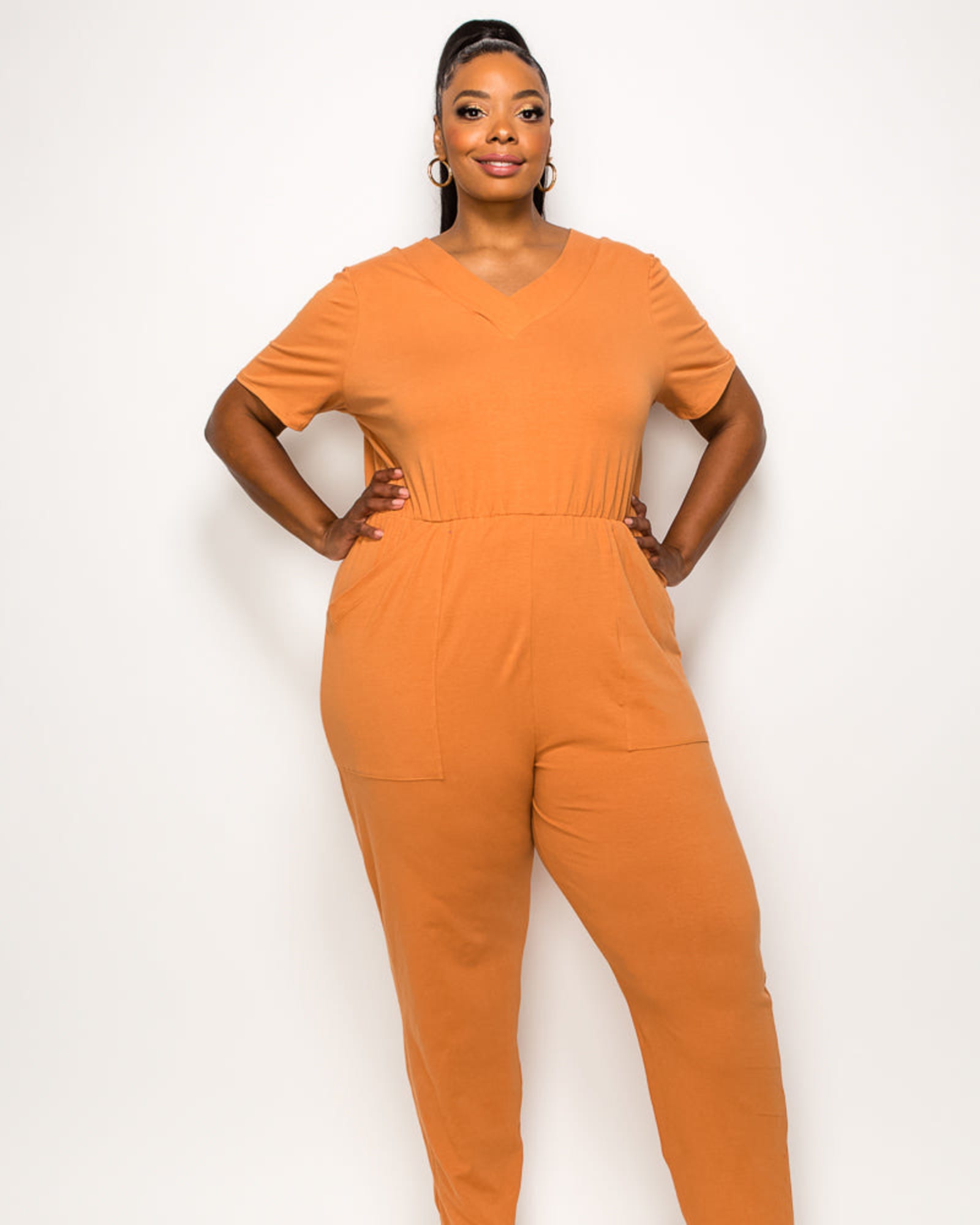 Kylie V Neck Jumpsuit | Clay