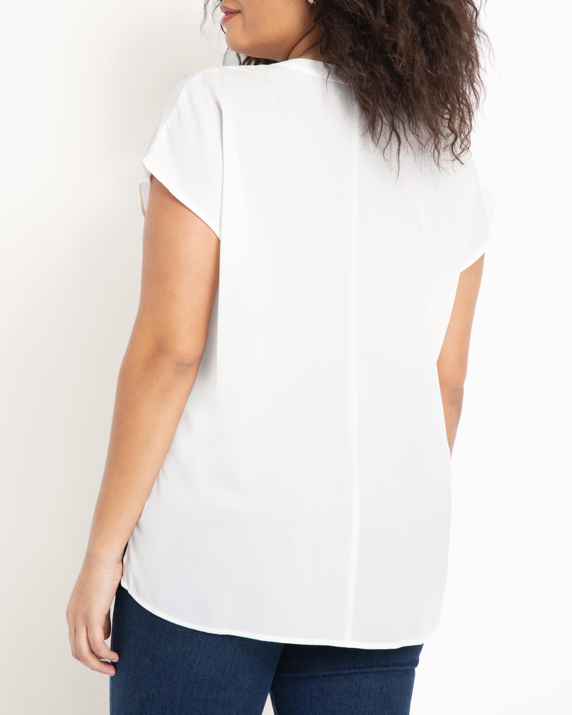Plus Size Nola Notch Collar Blouse | White
