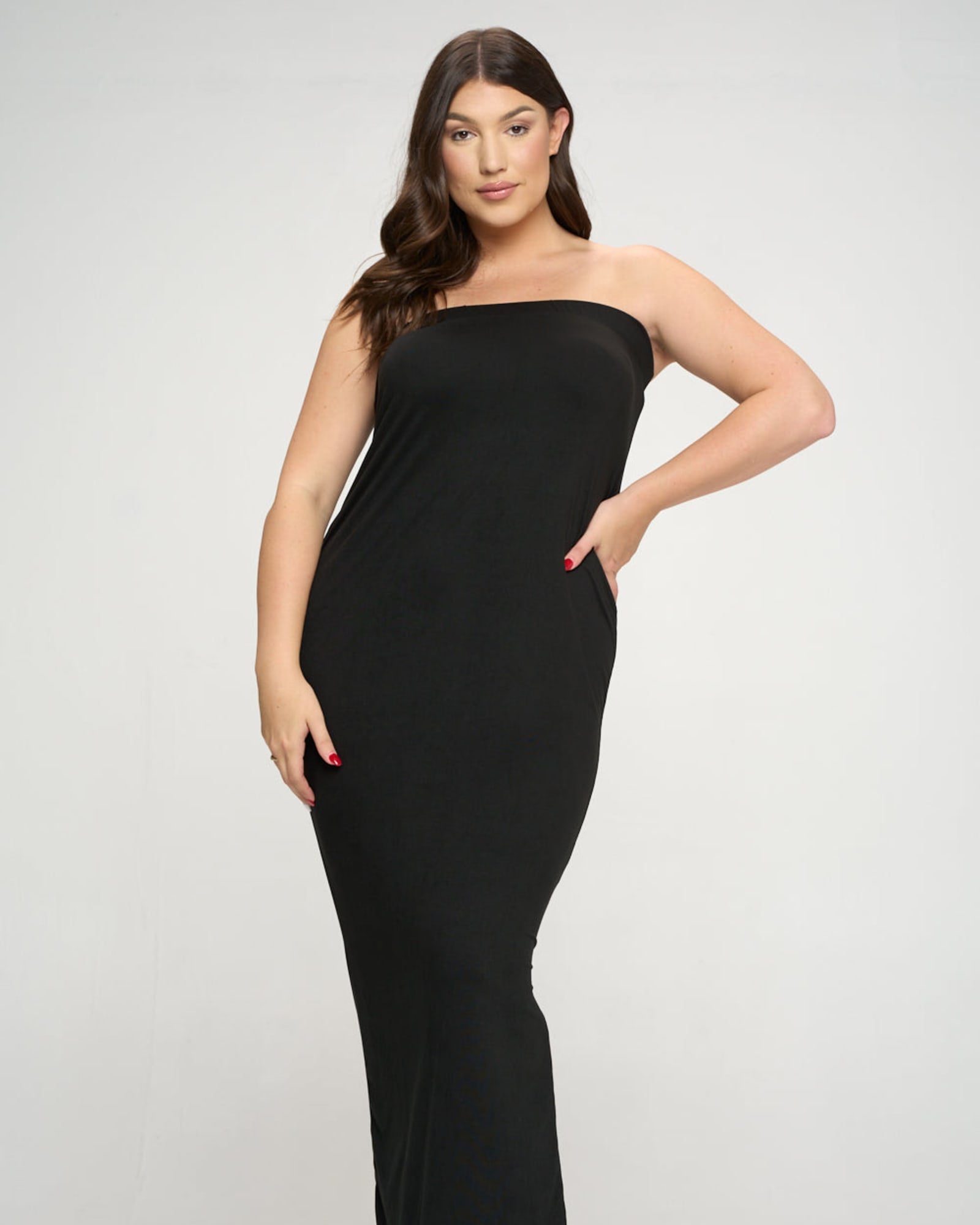 Plus Size Black Strapless Dress