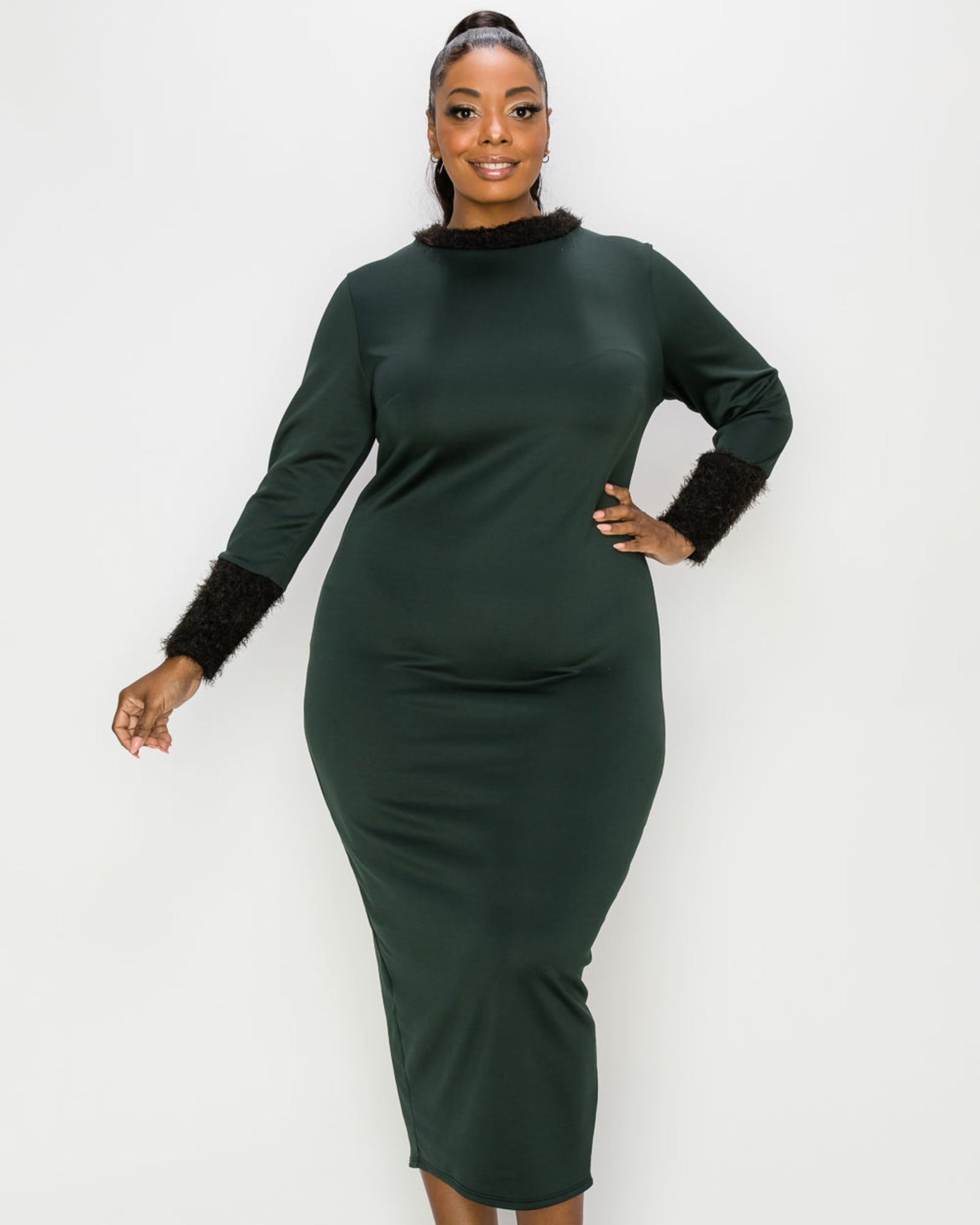 Plus Size Green Feather Dress