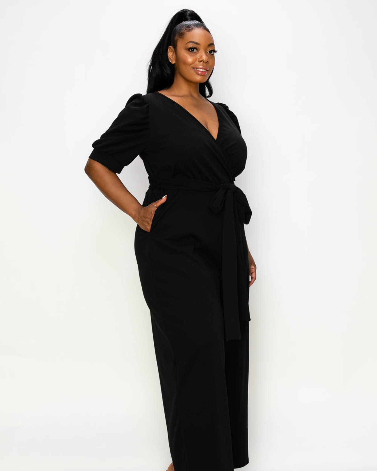 Plus Size Elegant Black Long Sleeve Jumpsuit Formal For Women Sexy  Bodysuits With Long Sleeves For Evening Wear From Dongporou, $20.64