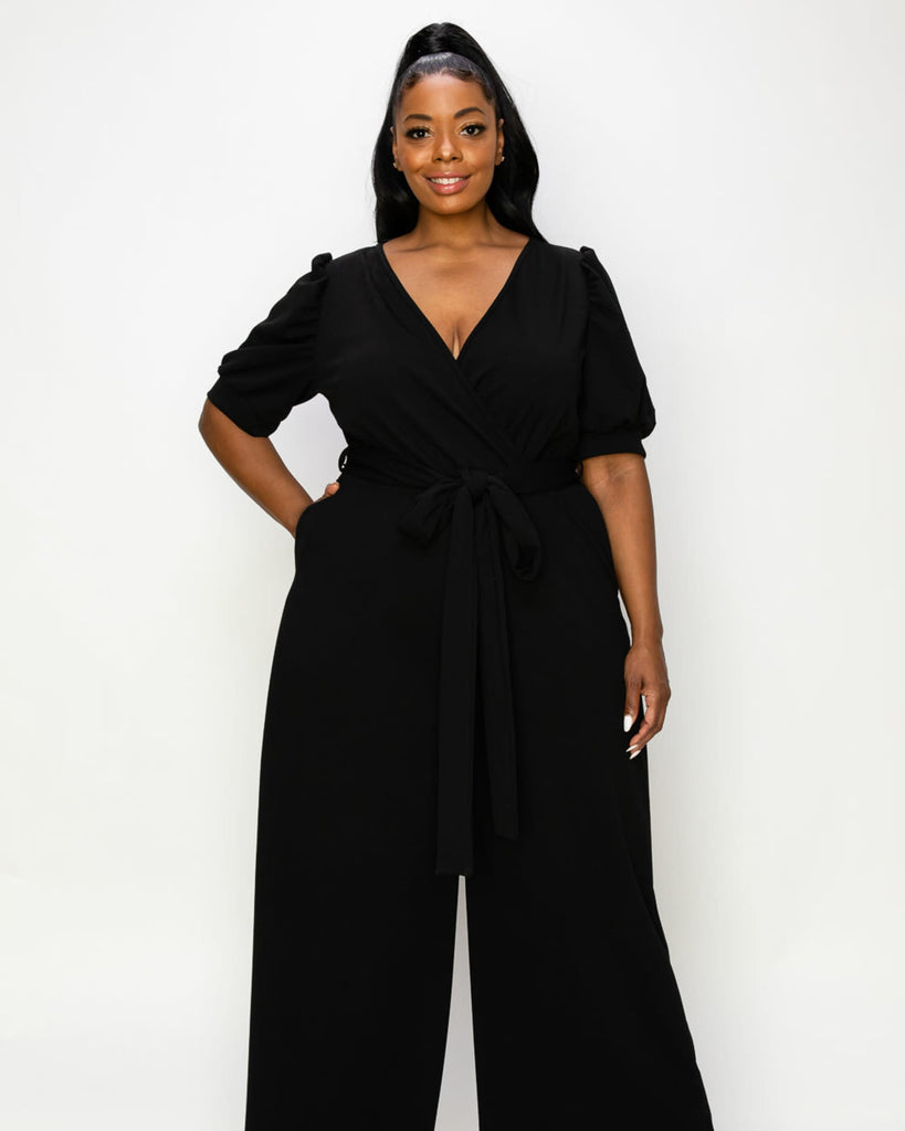 Plus Size Iris Wrap Pocket Jumpsuit | Black