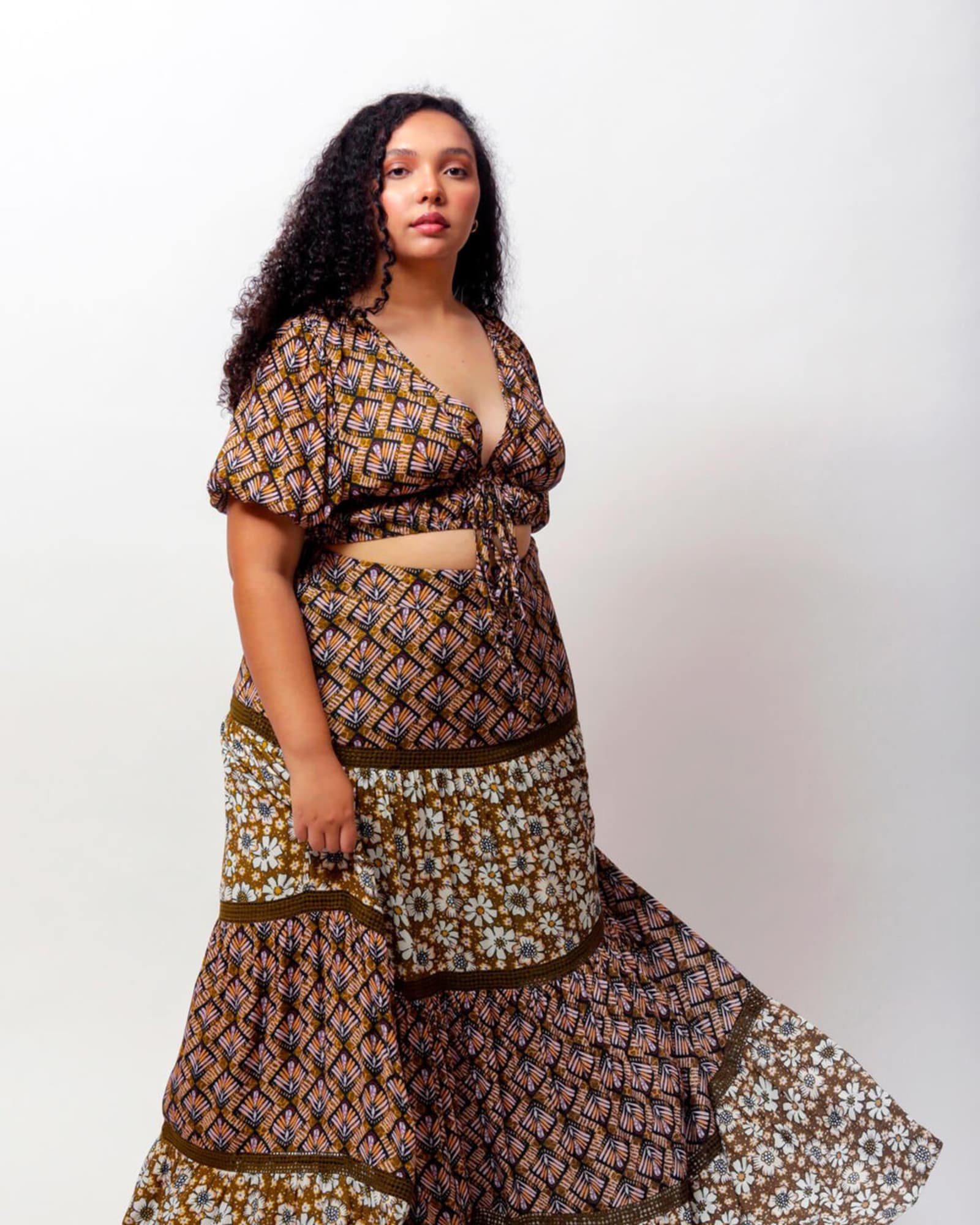 Aisha Crop Top and Maxi Skirt Set | Matching Prints