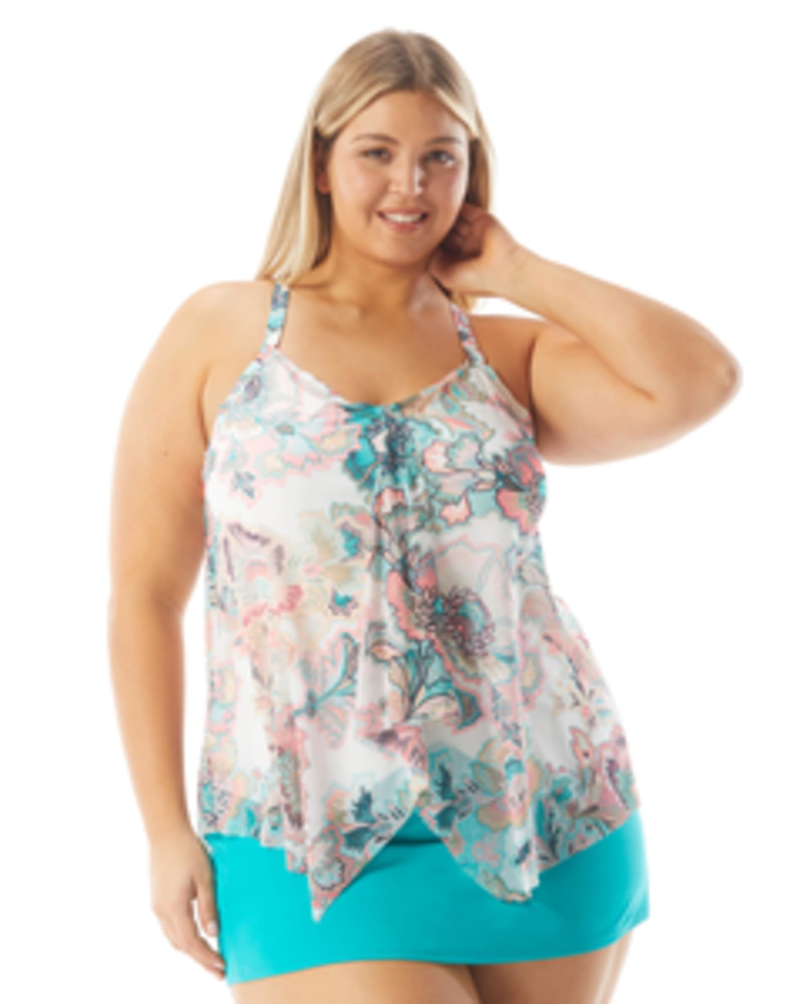 Beach House Kerry Crochet Layer Underwire Tankini Top - Lace Up and Go