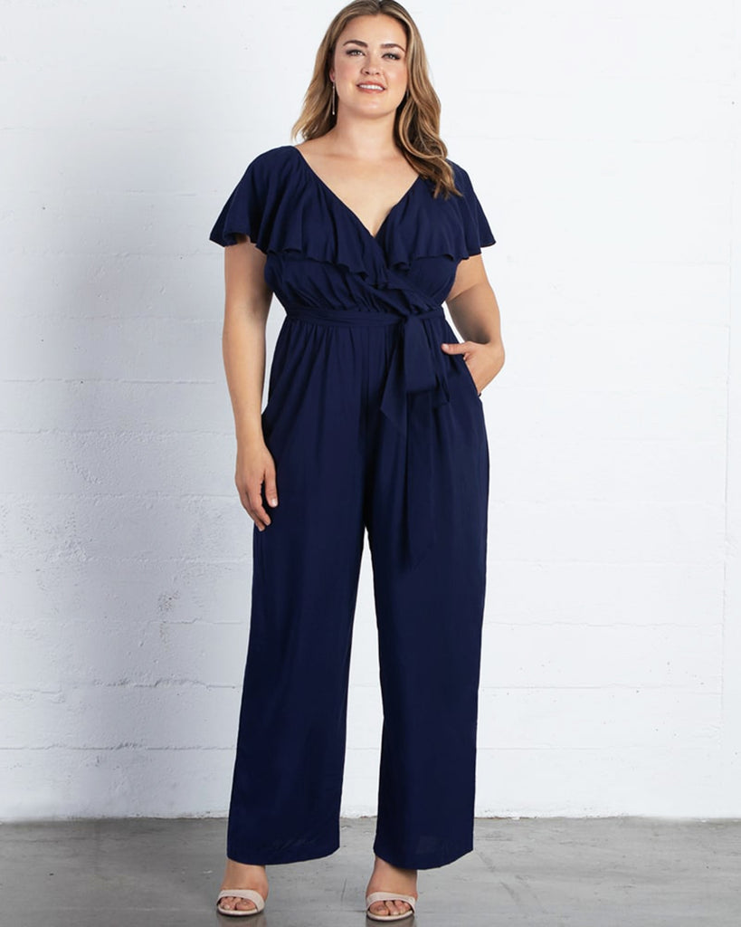 Plus Size Odessa Ruffle Jumpsuit | NOUVEAU NAVY