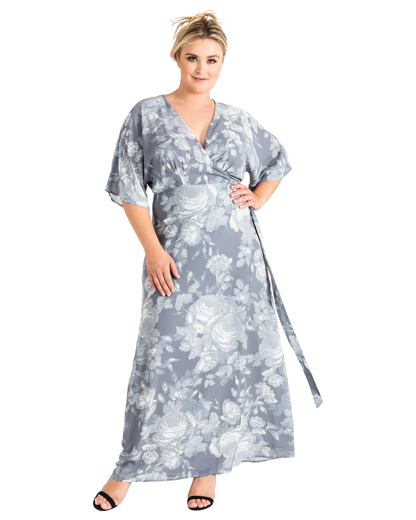 Aubrey Kimono Wrap Maxi Dress | Smokey Rose