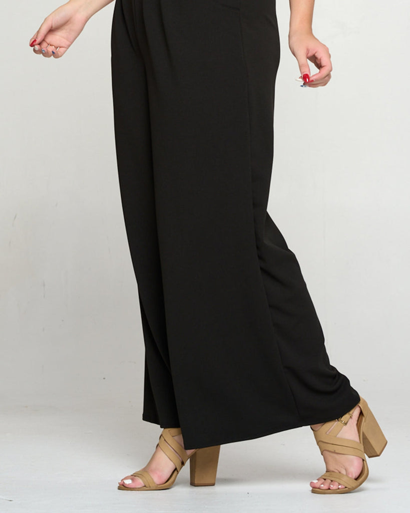 Plus Size Rachel Wide Leg Pocket Pants | Black