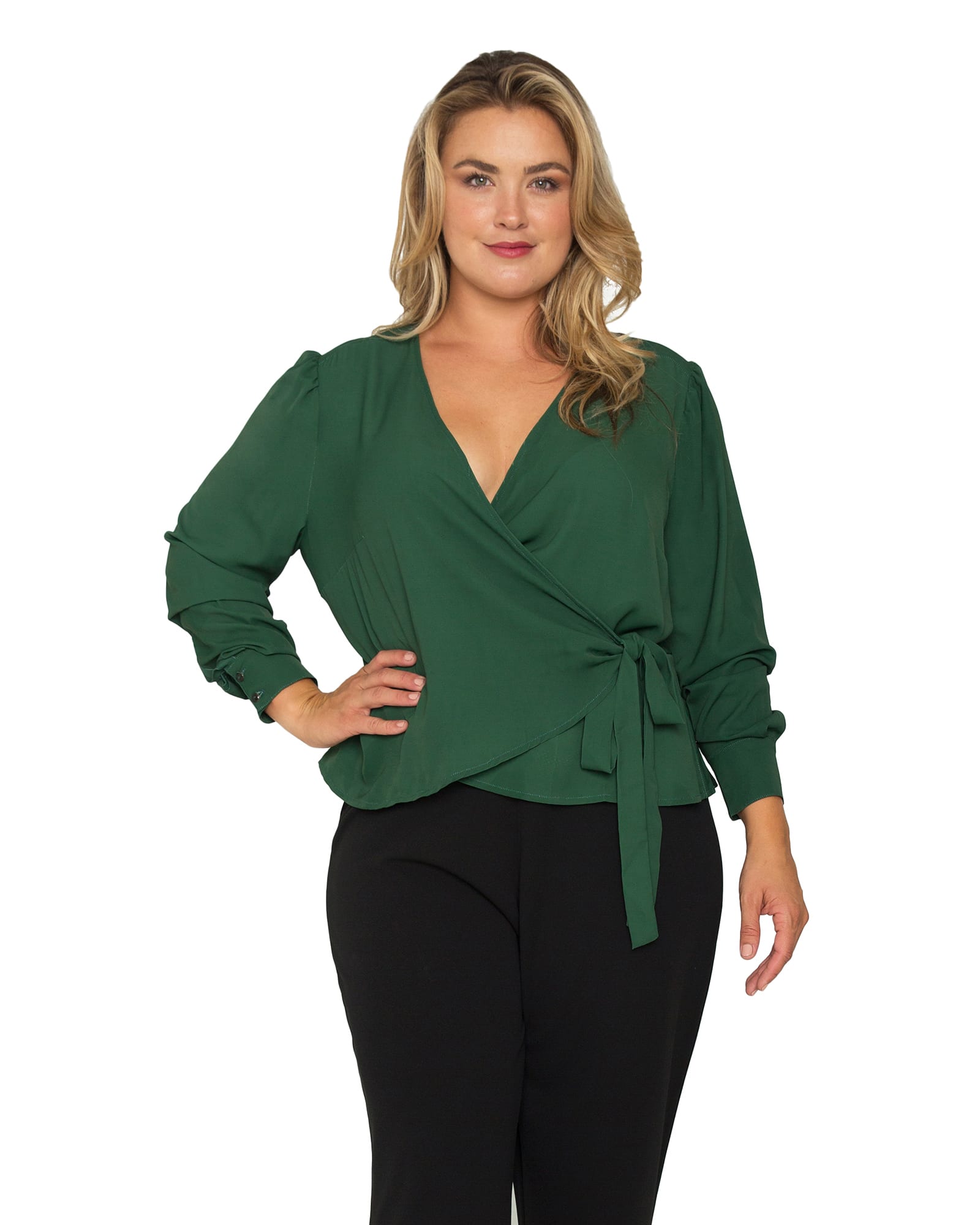 Tanya Wrap Blouse | GREEN