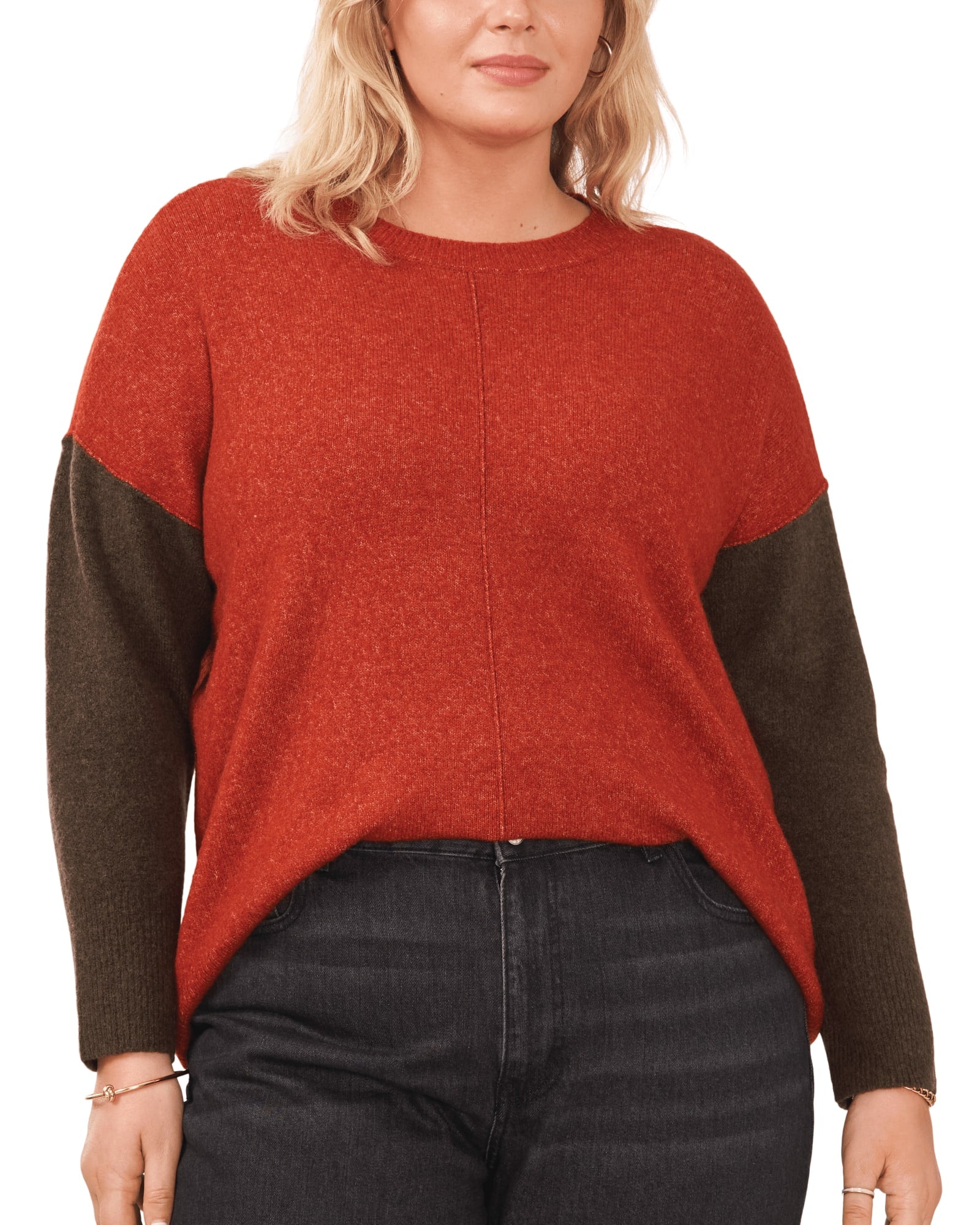 Layla Colorblock Sleeve Sweater | RUST