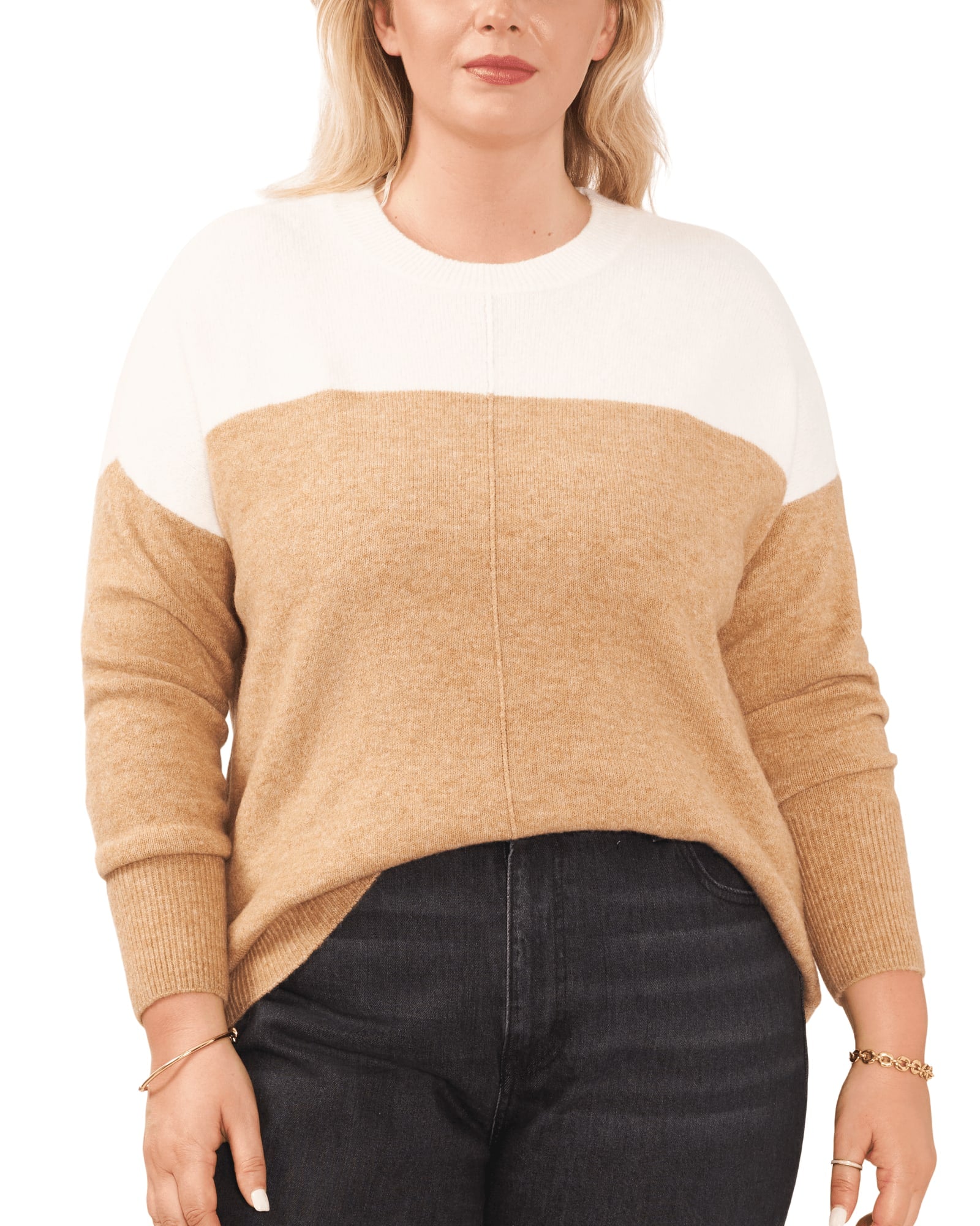 Plus Size Colorblock Cozy Sweater