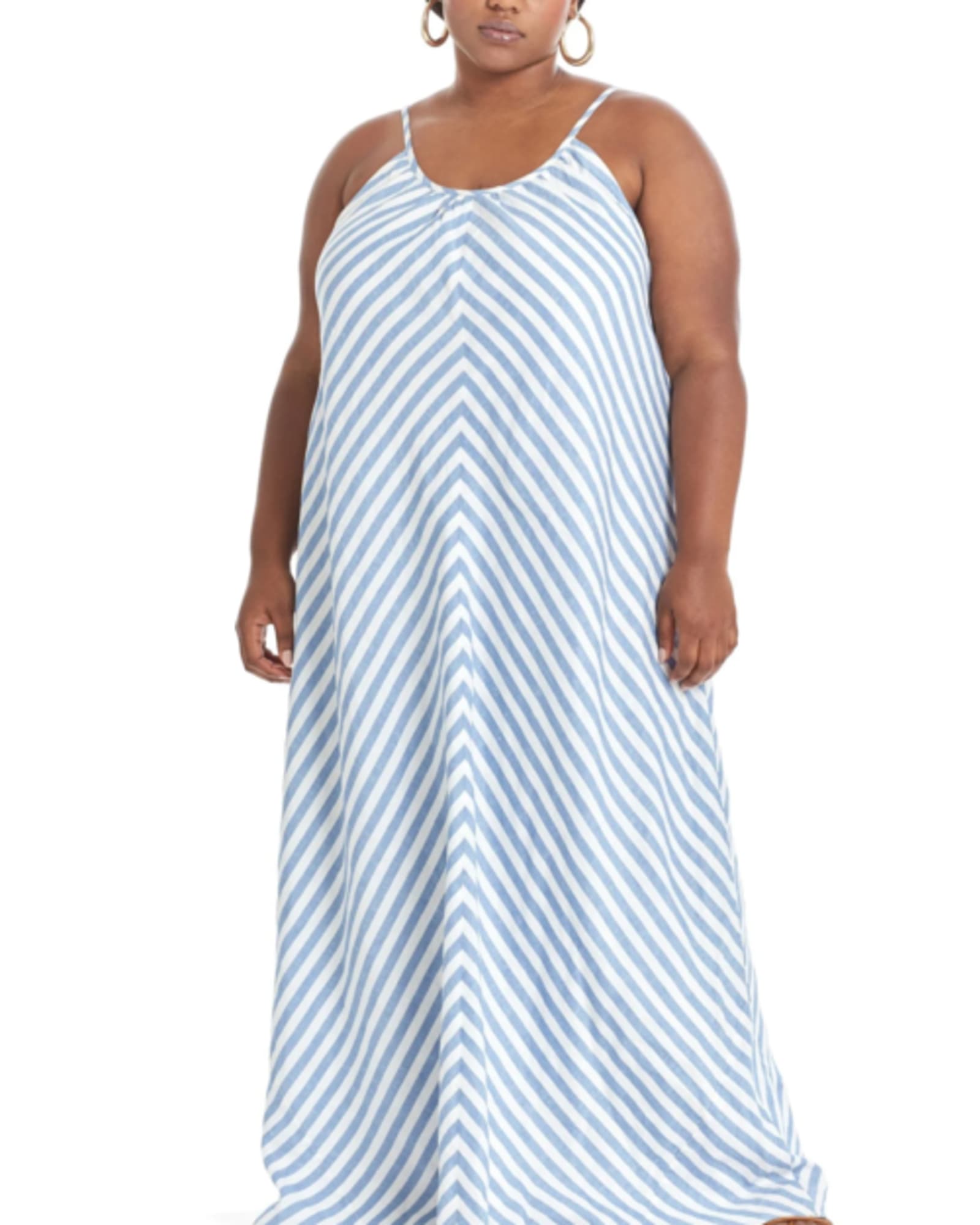 Striped Cami Maxi Dress | White Multi
