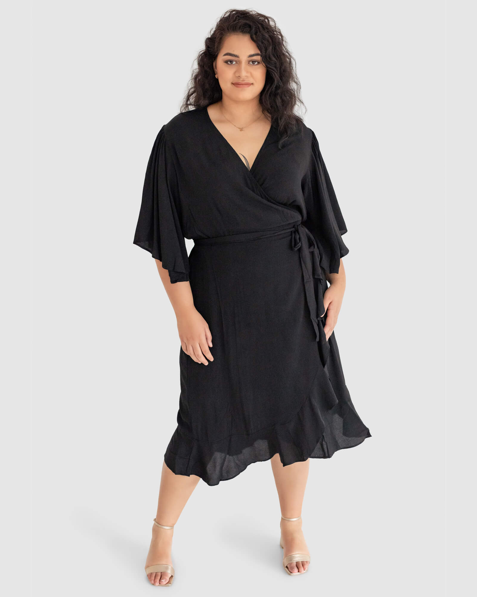 Gabrielle Short Sleeve Wrap Dress | Black