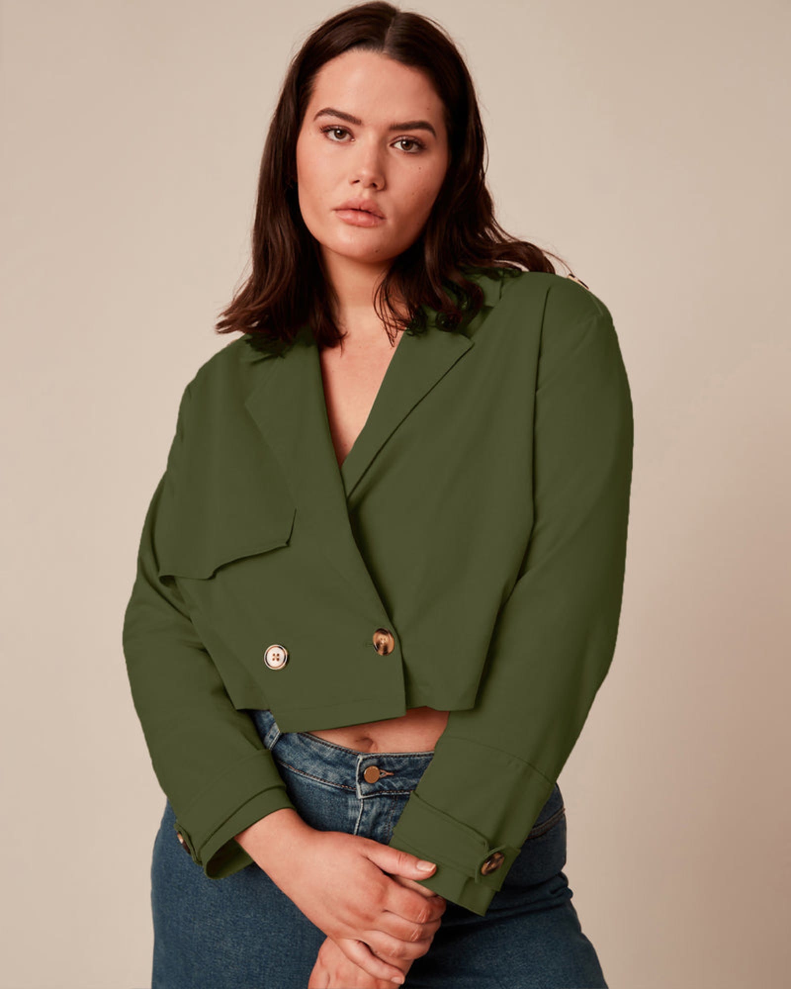 Billie Cropped Trench | Hunter Green