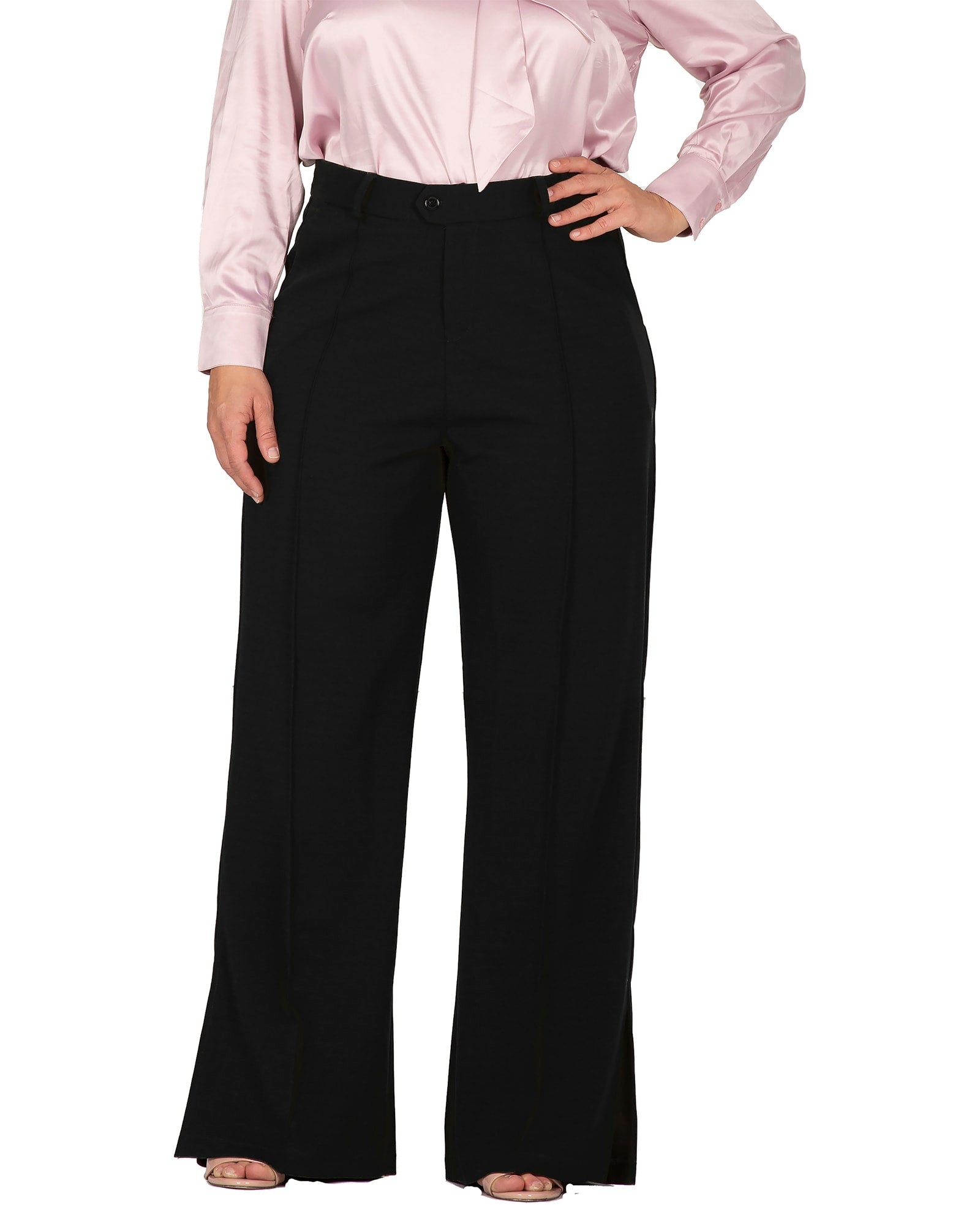 Maia Flared High Waist Pants | Black