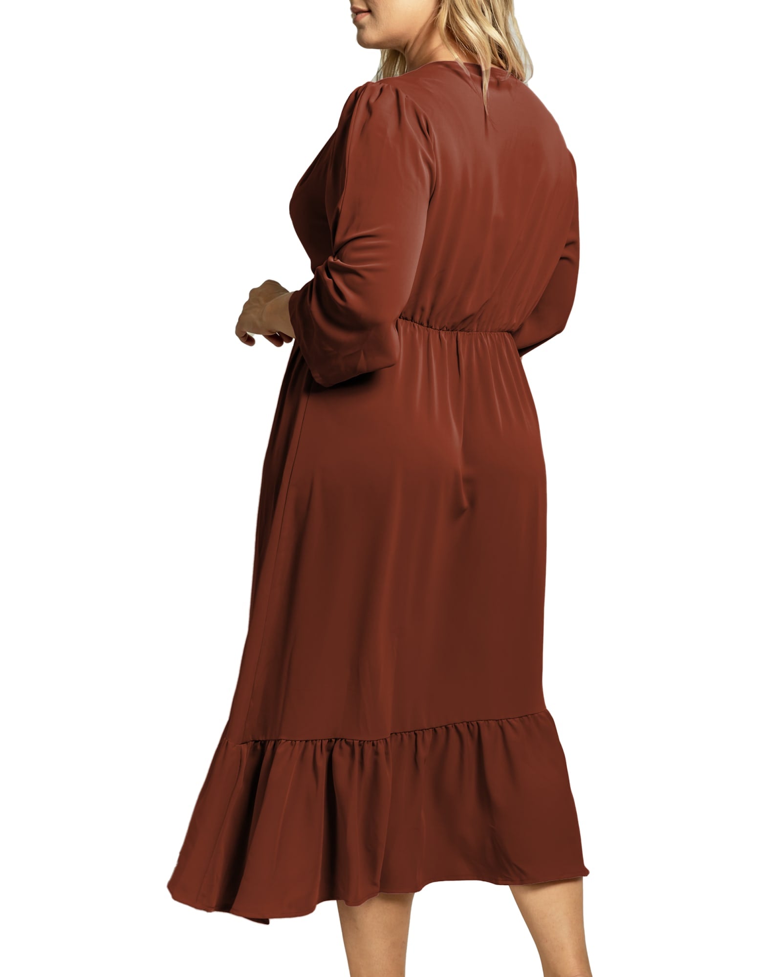 Penny Ruffle Hem Midi Dress | Brownie