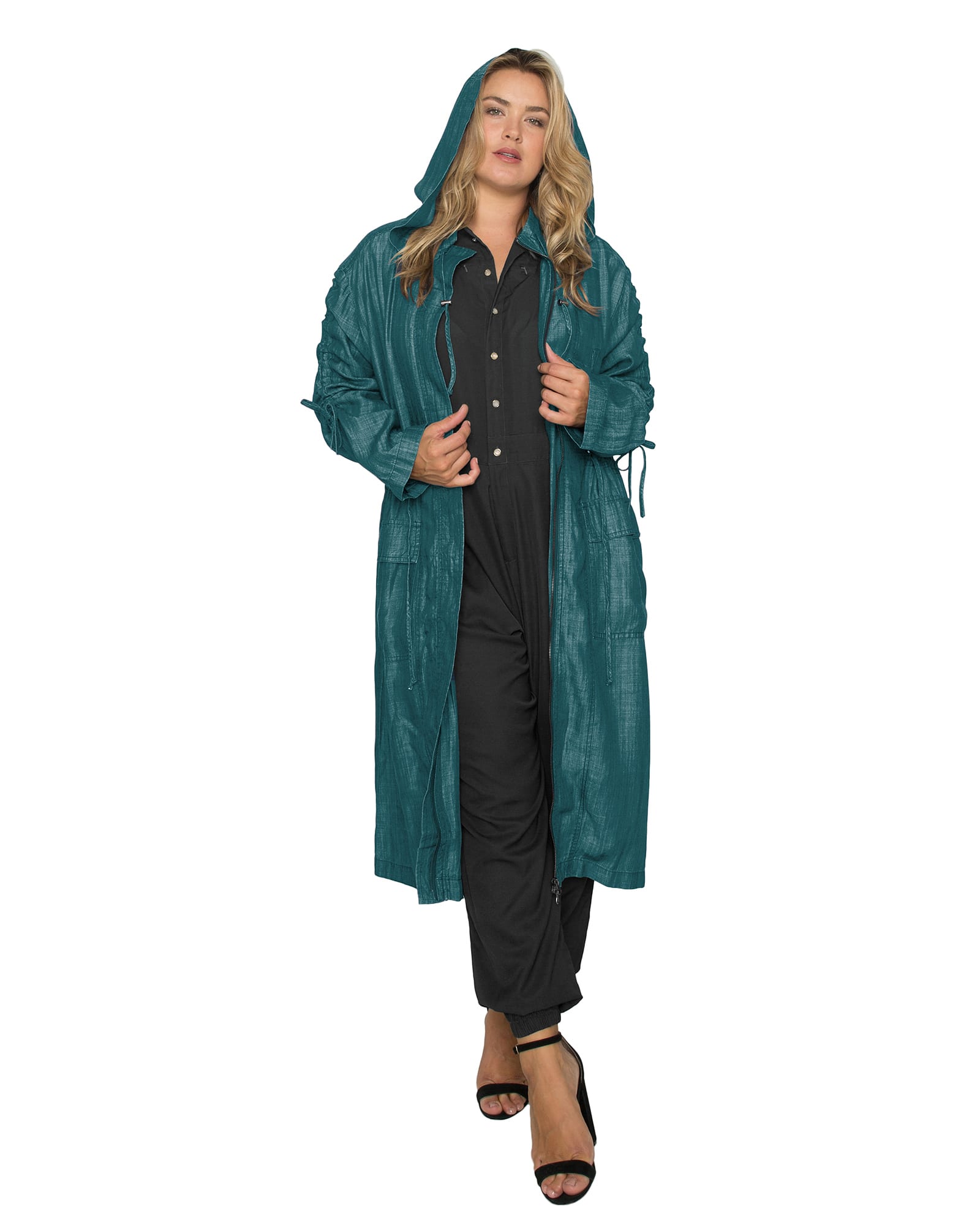Harlow Hooded Long Anorak Jacket | Forest Green