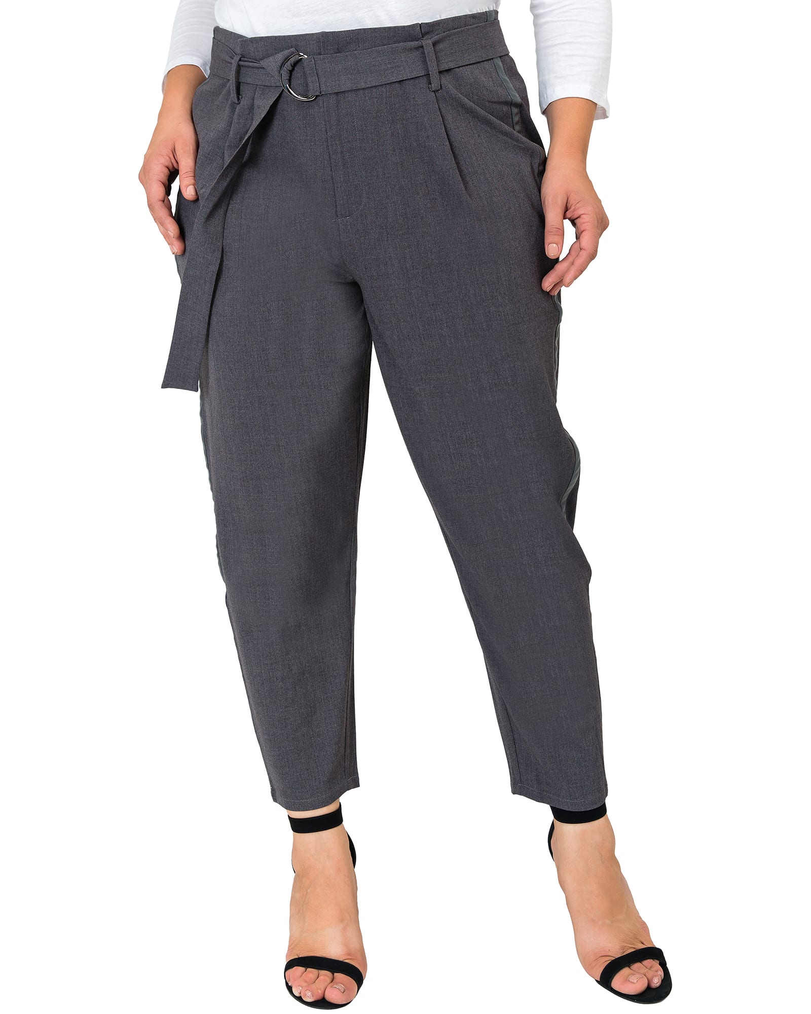 Isla Paper Bag Waist Suit Pants | Charcoal