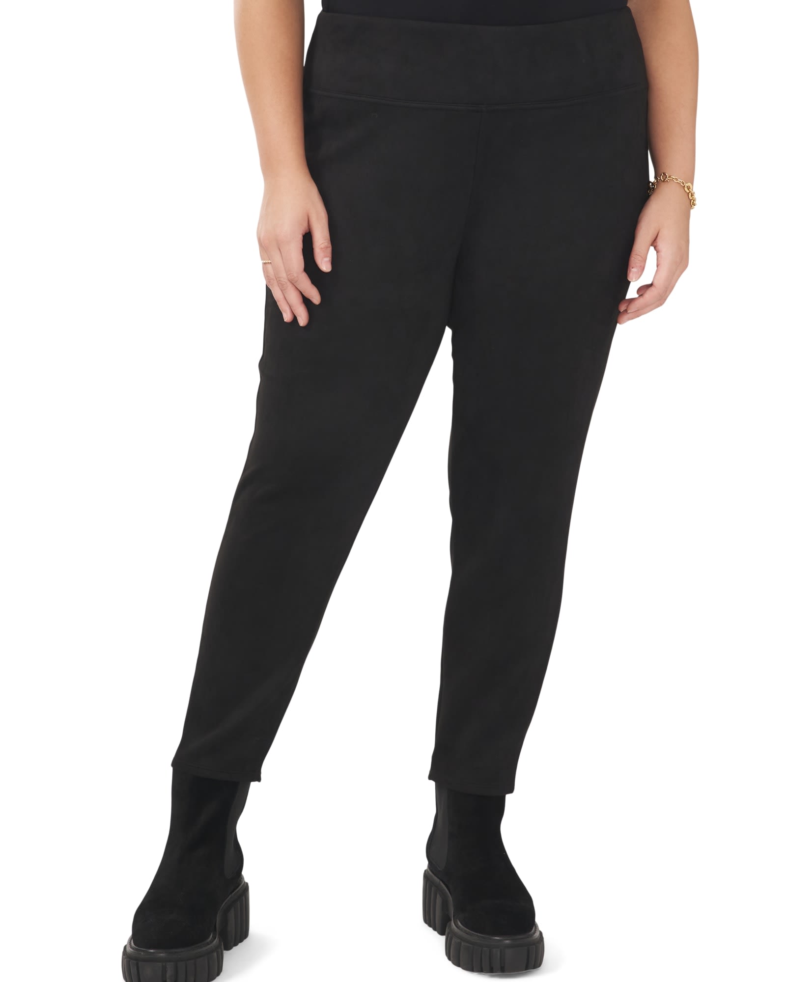 Terra & Sky Women's Plus Size 4X Fitted Legging Black Faux Leather Pull-On  New