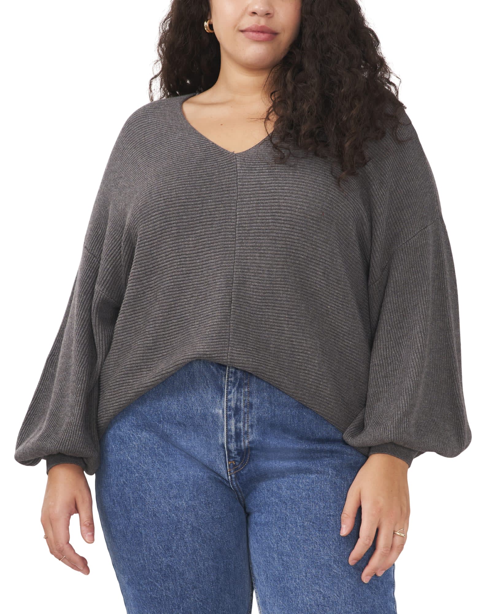 Harlow Bubble Sleeve Sweater | MED HTR GREY