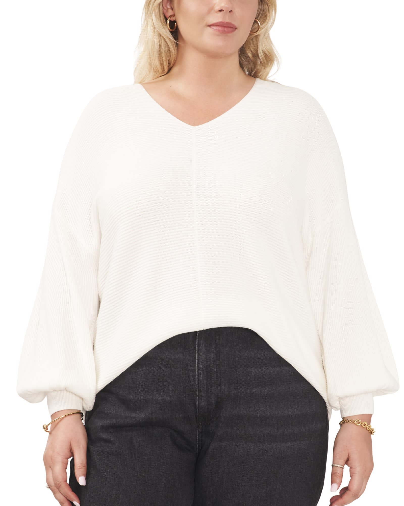 Harlow Bubble Sleeve Sweater | ANTIQ WHITE